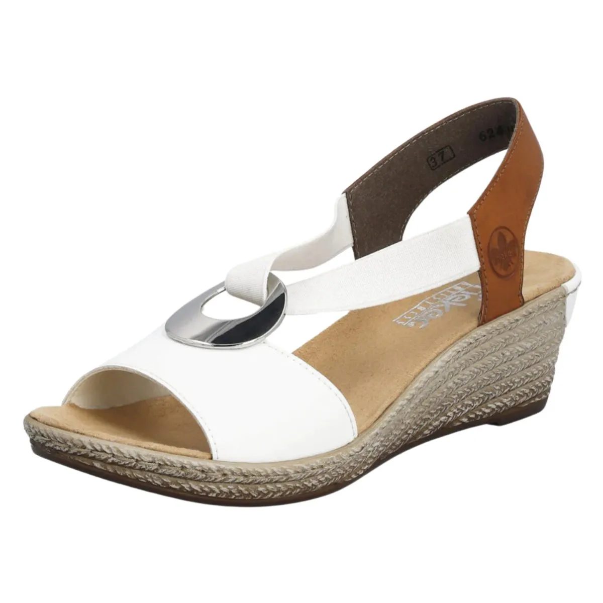 Quiet Mode Pointed Toe Rieker Women's 624H6-81 White/Tan Leather