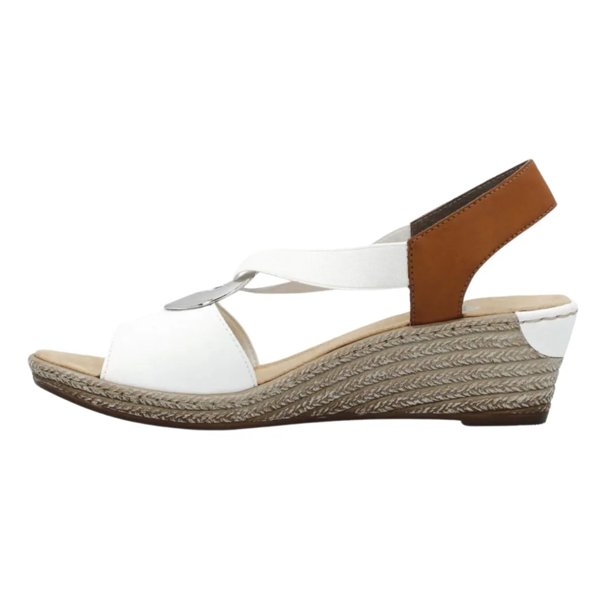 Rieker Women's 624H6-81 White/Tan Leather Club Scene