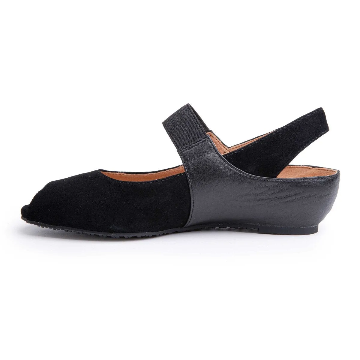 Yes Women's Paula Black Suede Leather Grain Taper Shape