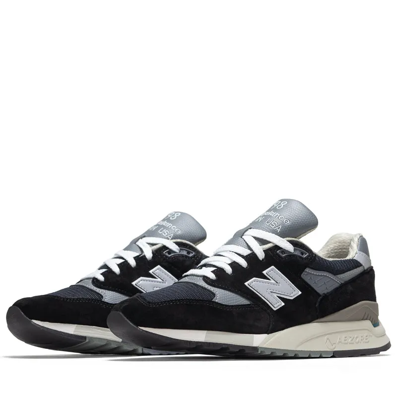 New Balance Made in USA 998 - Black/Silver Iconic lining Sturdy Heel