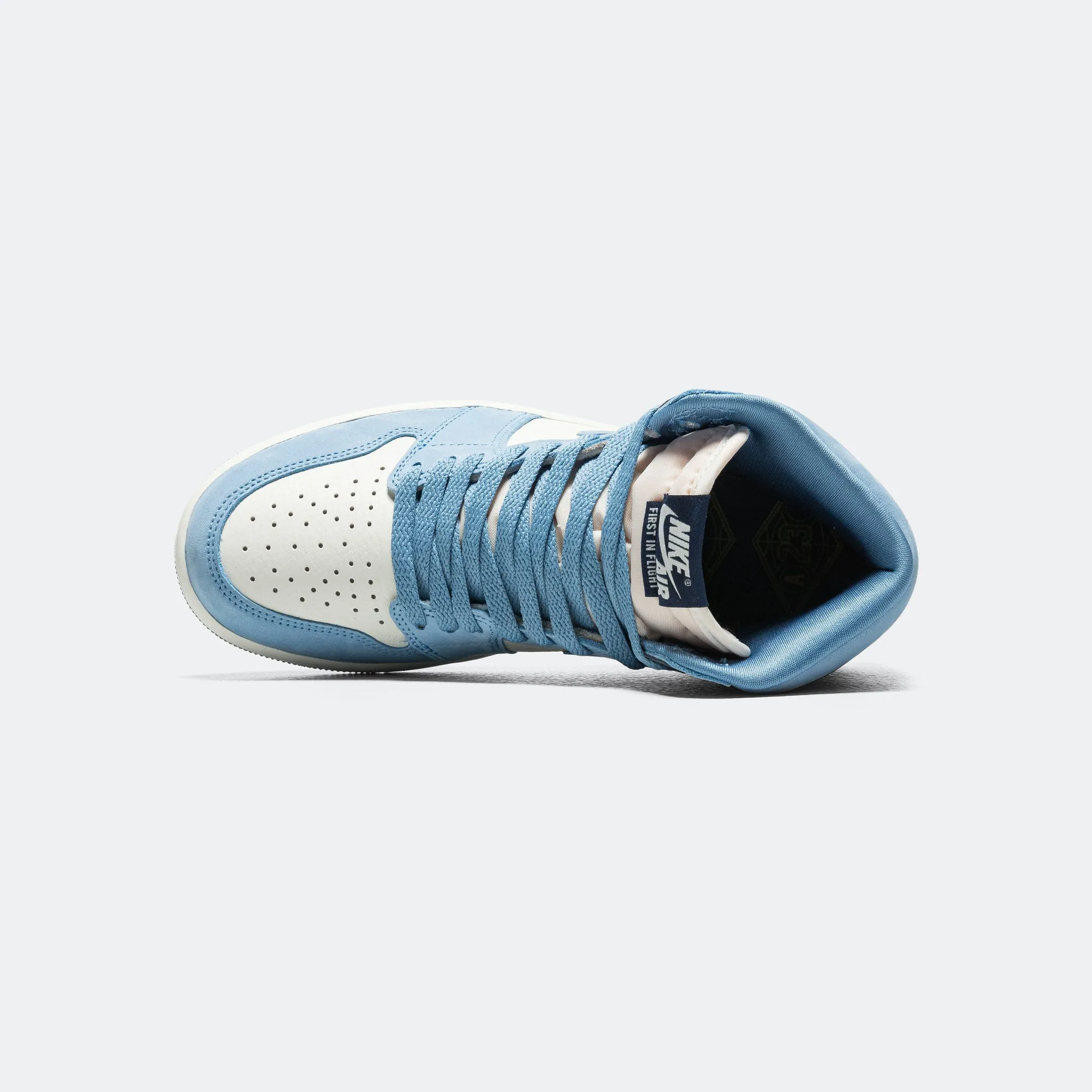 Womens Air Jordan 1 Retro High OG - University Blue/University Gold-Sail Tread Grip Knit Upper