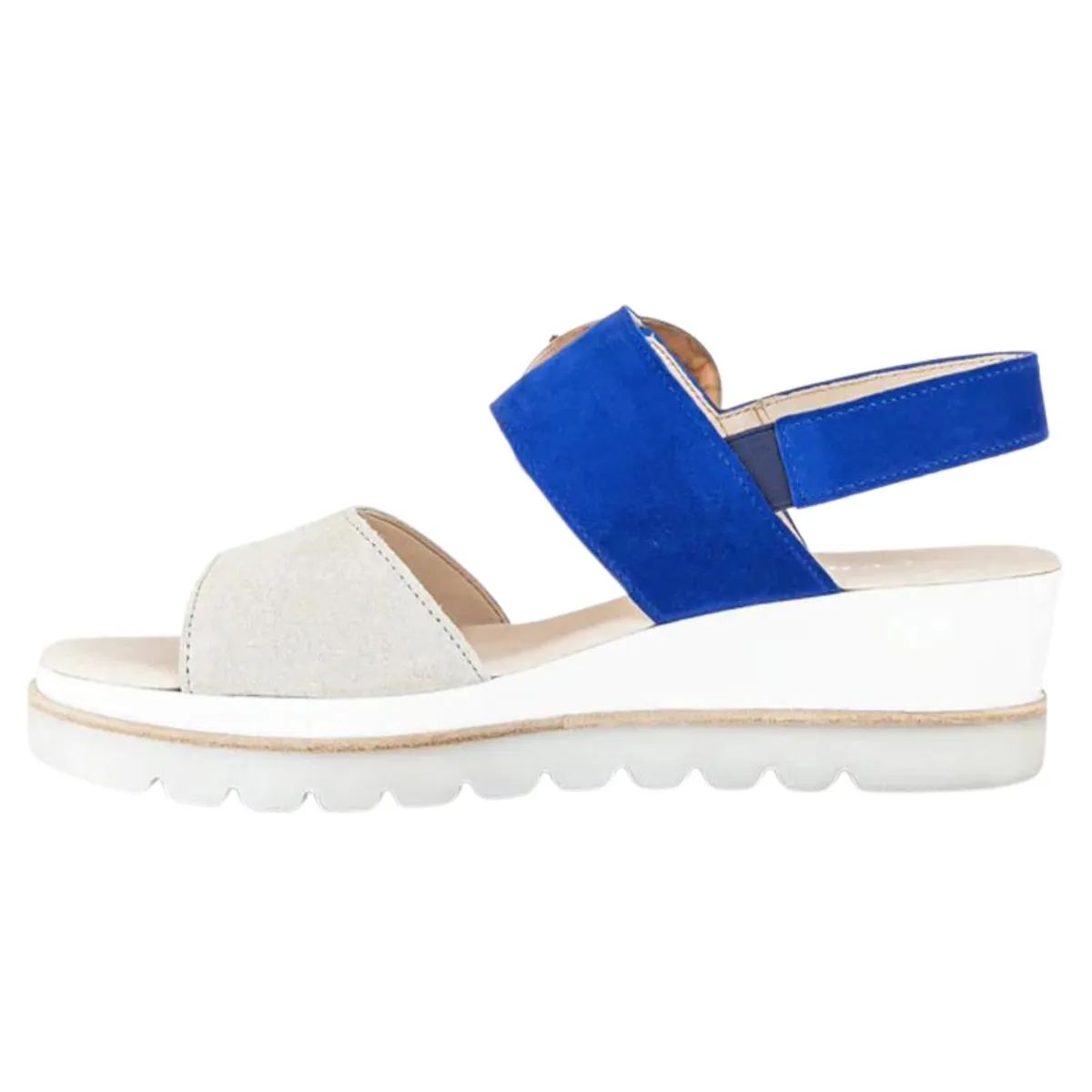 Brushed Finish State Dinner Gabor Women's 44.645-12 Sandal Royal/Bone Suede