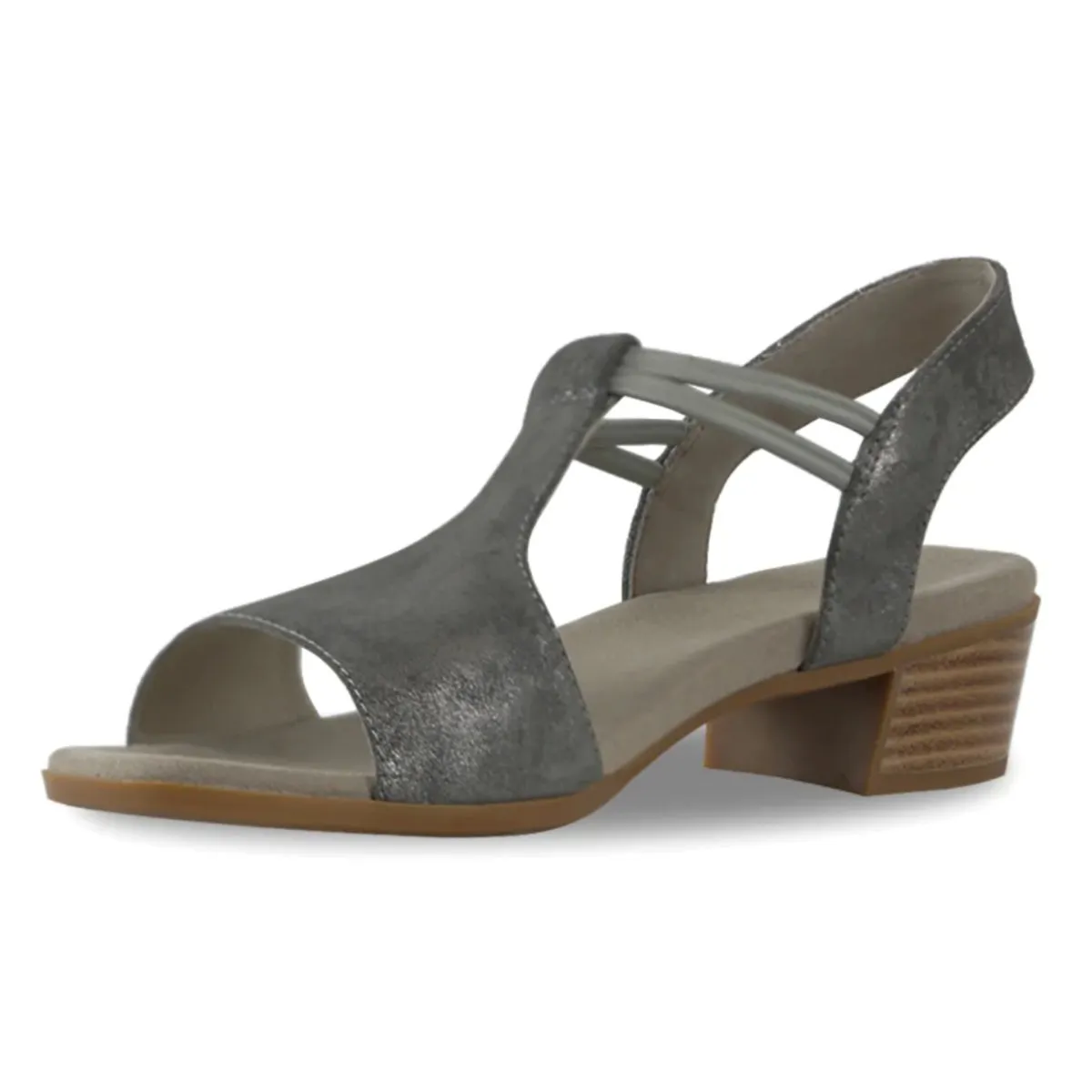 Munro Women's Susan Gunmetal Metallic Elastic laces Safety Fit