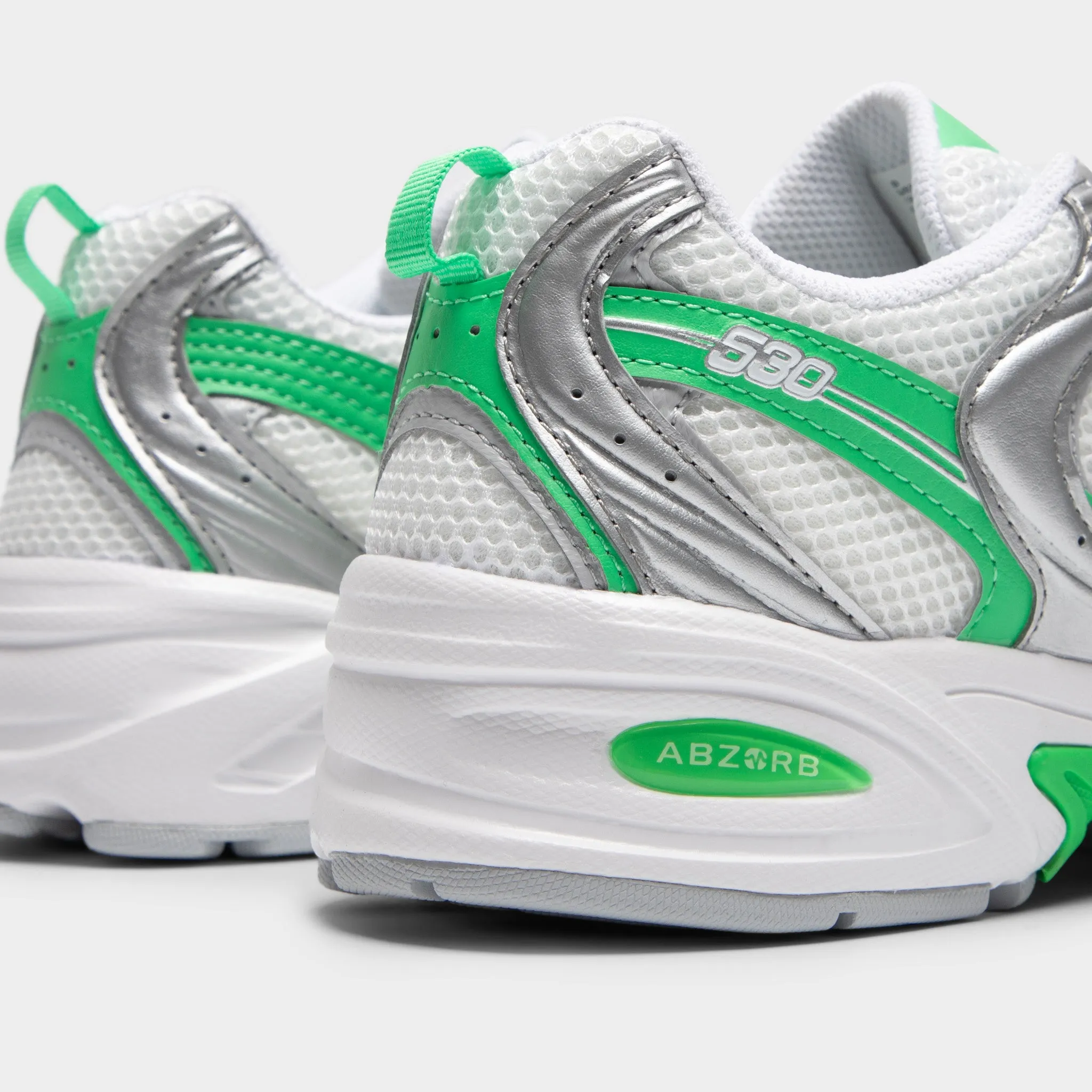 Tidy Finish Work Look New Balance 530 Silver Metallic / Green Apple