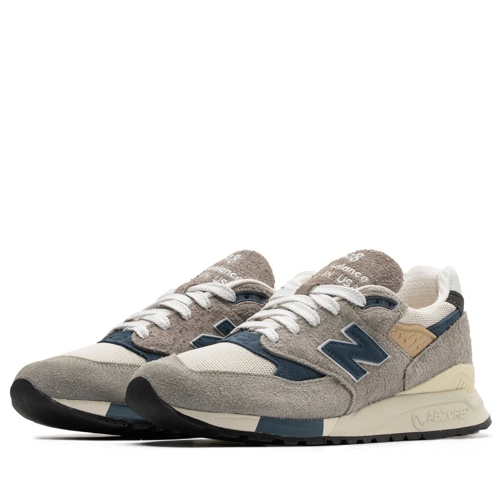 New Balance Made in USA 998 - Grey/Navy Microfiber Lining