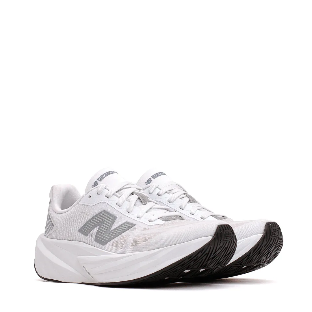 Cushioned Midsole New Balance Women FuelCell Rebel v5 White Silver WFCXLM5