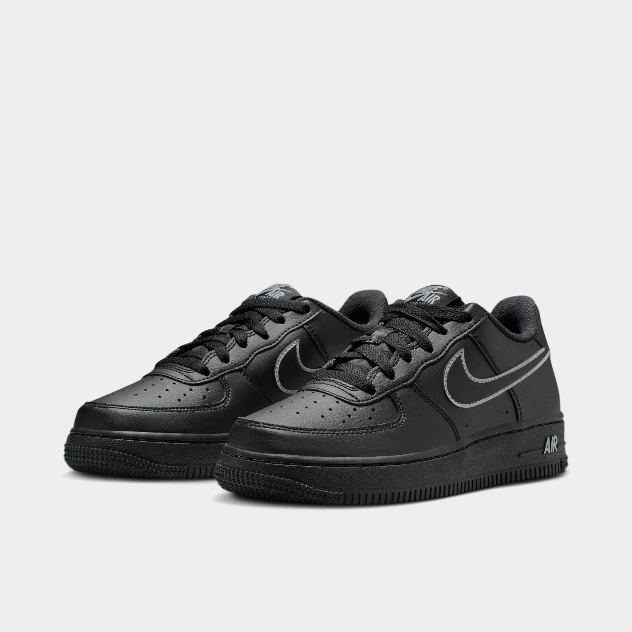 Nike Air Force 1 GS Black / Light Smoke Grey mesh ventilation
