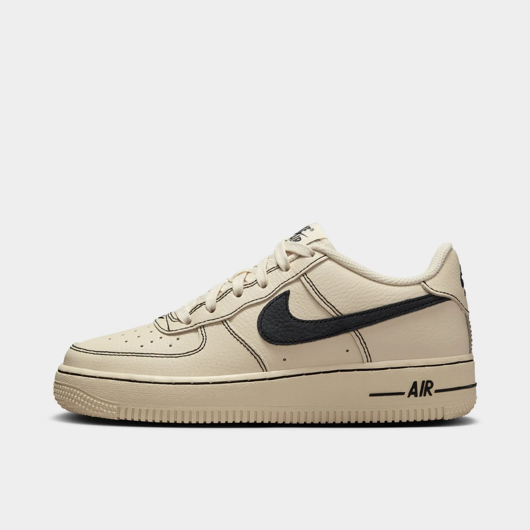 Nike Air Force 1 LV8 4 GS Light Khaki / Black Reinforced Seams Lace Up Style