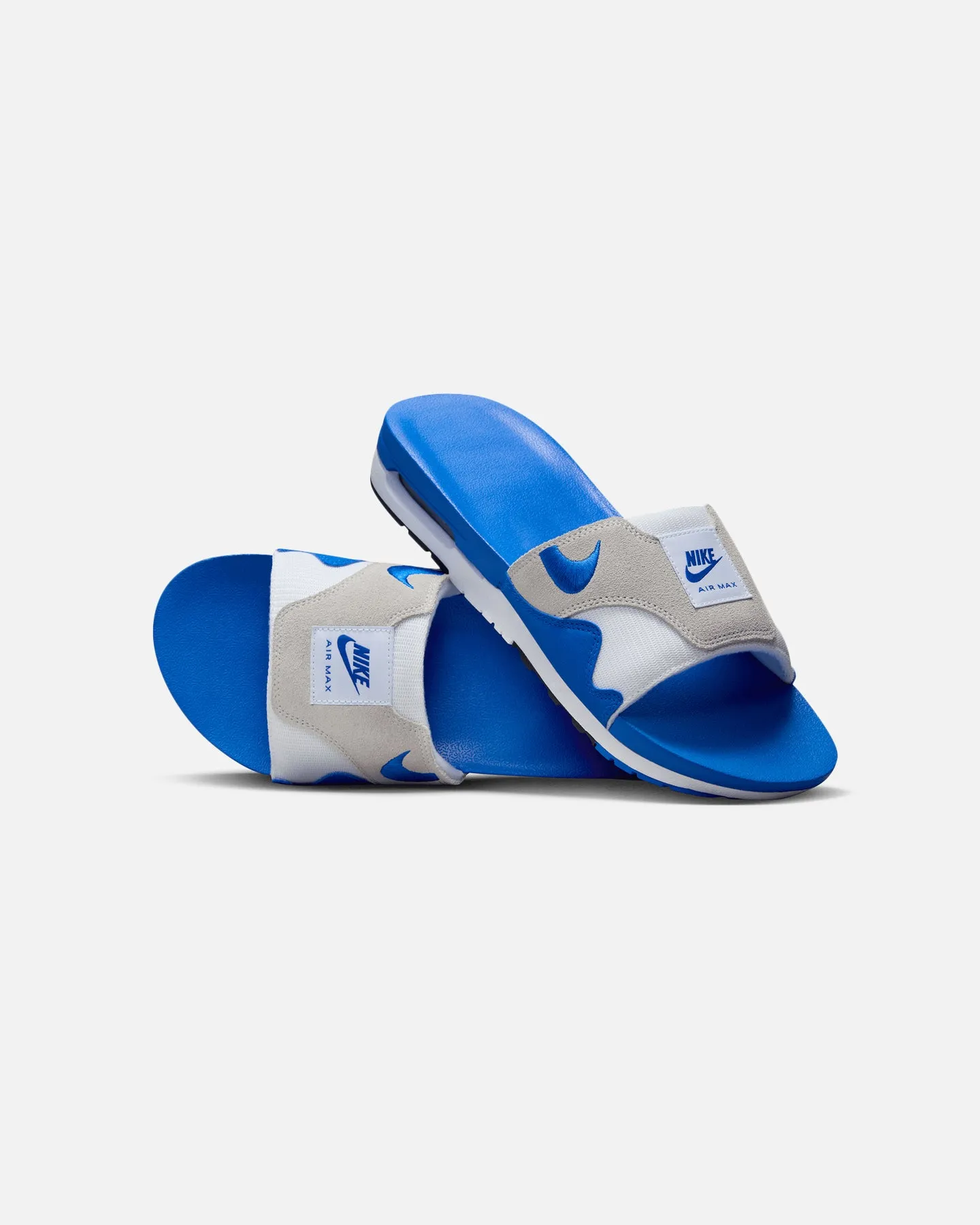 Nike Air Max 1 Slides White/Royal Blue Ventilation holes Dry Fast