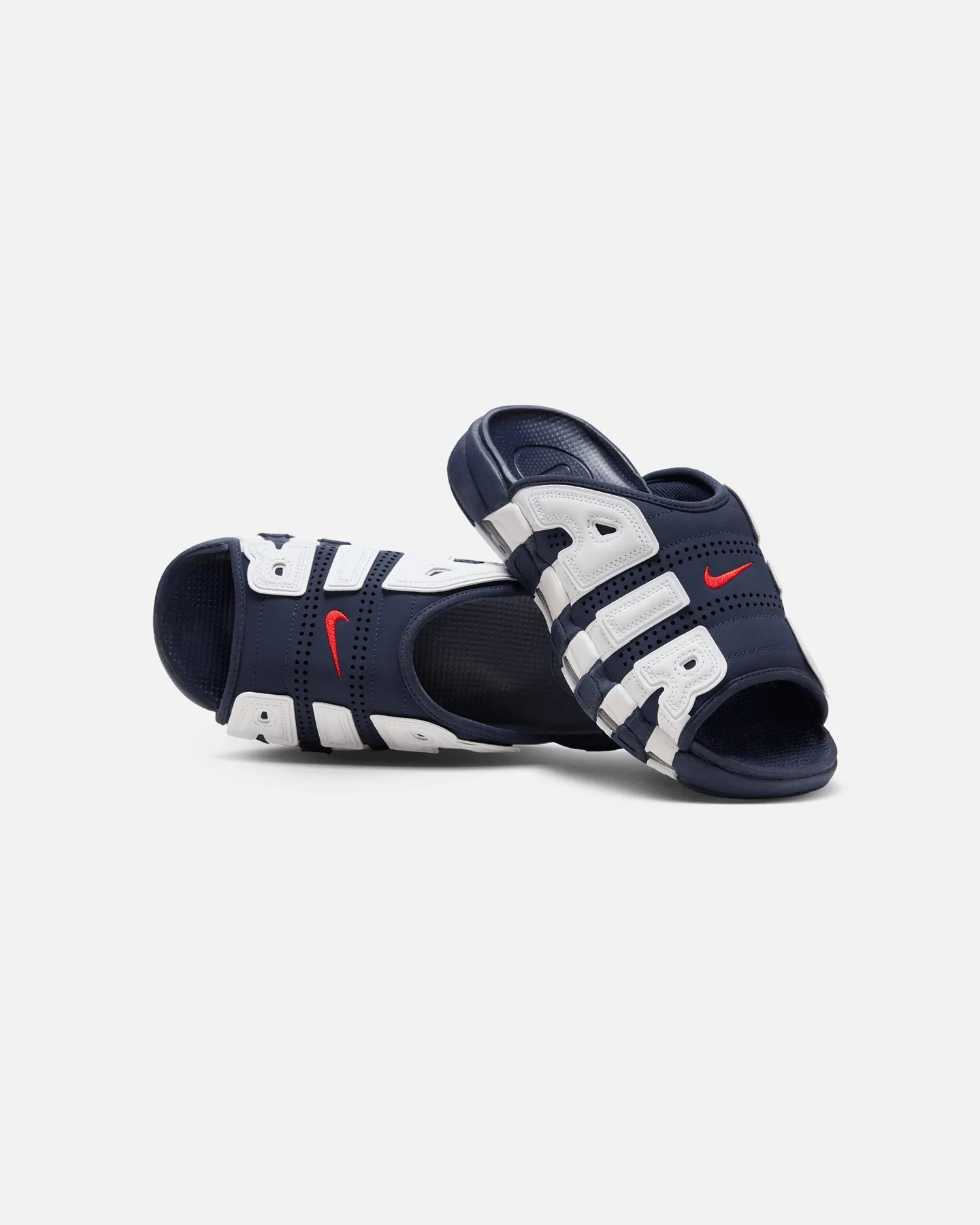 Nike Air More Uptempo Slides Midnight Navy Fast Run Elastic Sling