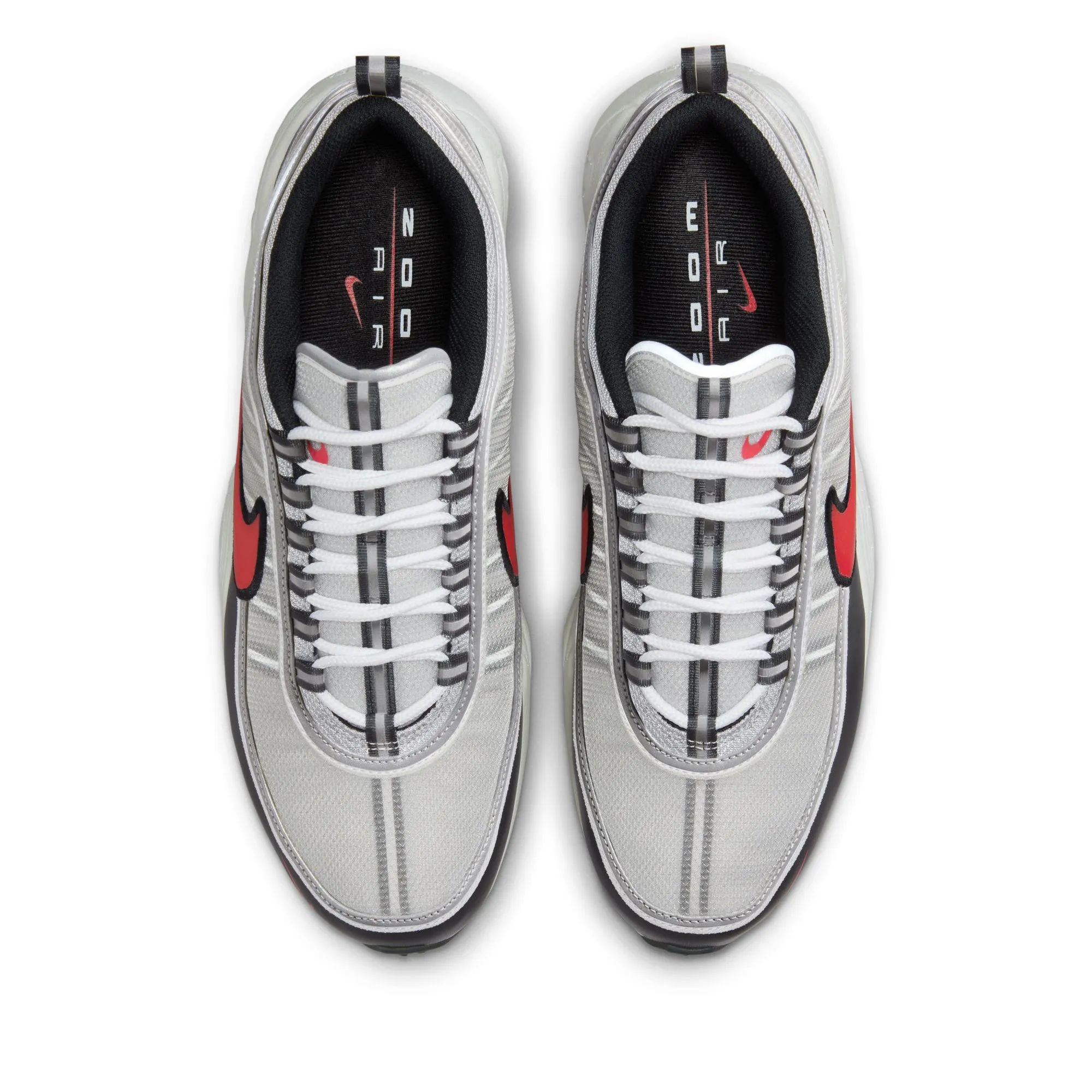 Clean Stitching Nike Air Zoom Spiridon - Metallic Silver/Sport Red