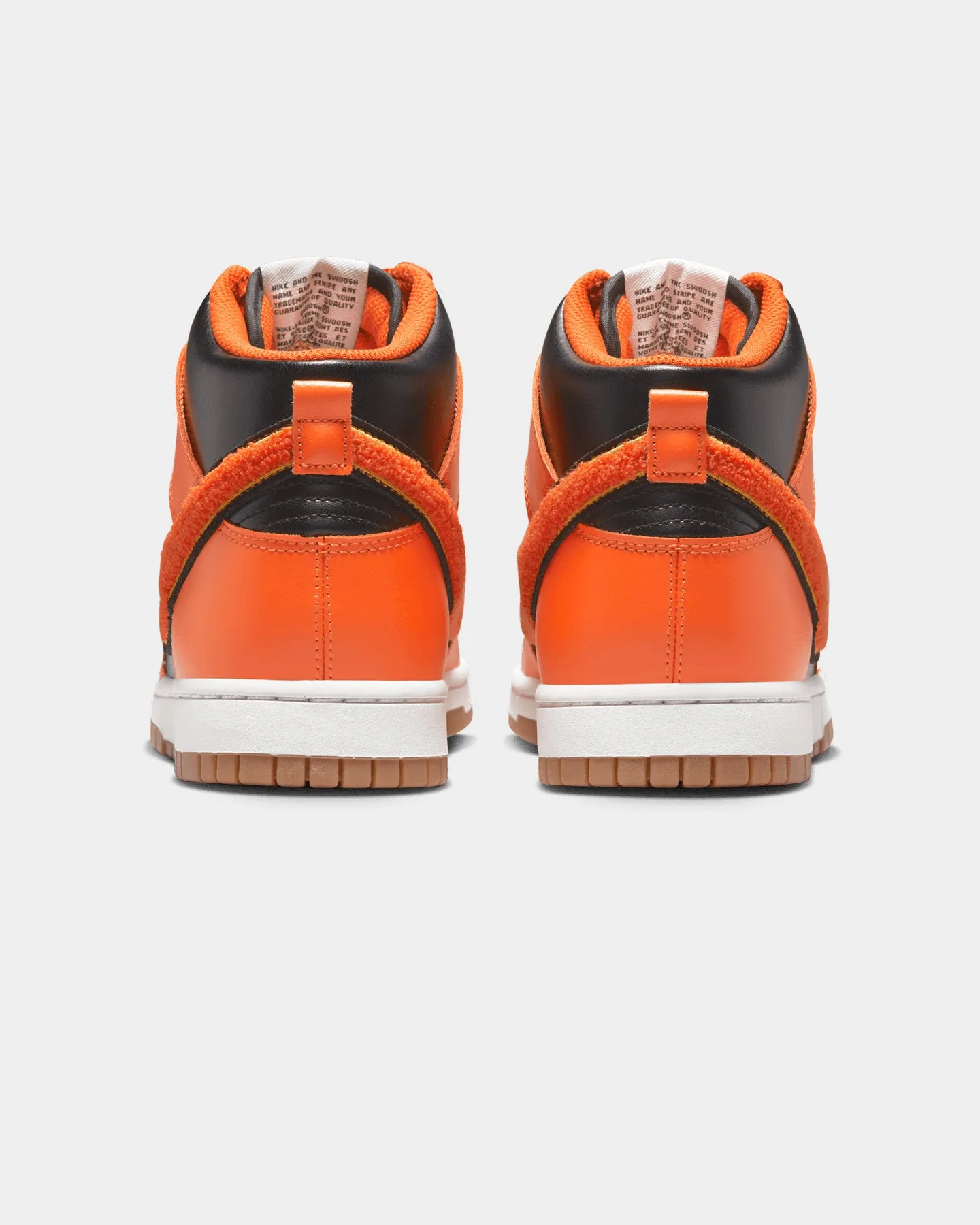 Shock Absorbing Nike Dunk Hi Retro University "Chenille Swoosh" Black/Safety Orange