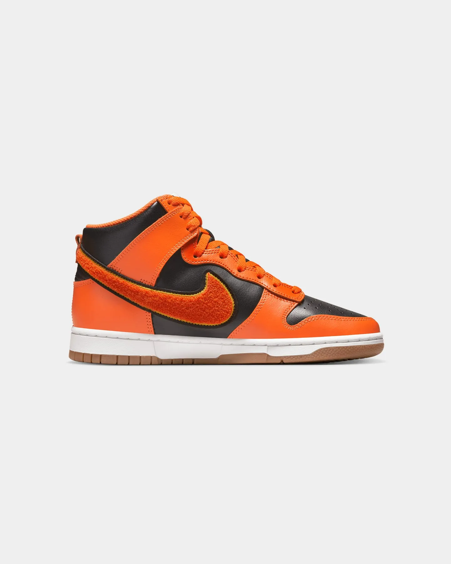 Yoga Base Nike Dunk Hi Retro University "Chenille Swoosh" Black/Safety Orange