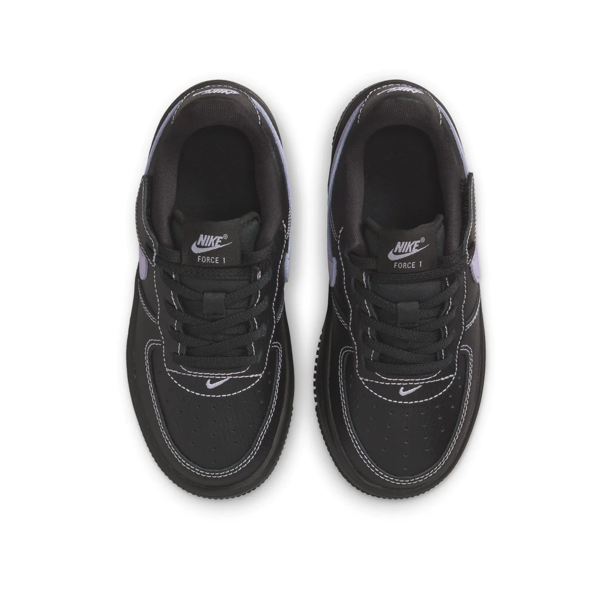 Airflow Mesh Panels Nike Force 1 Low LV8 EasyOn (PS) - Black/Hydrangeas