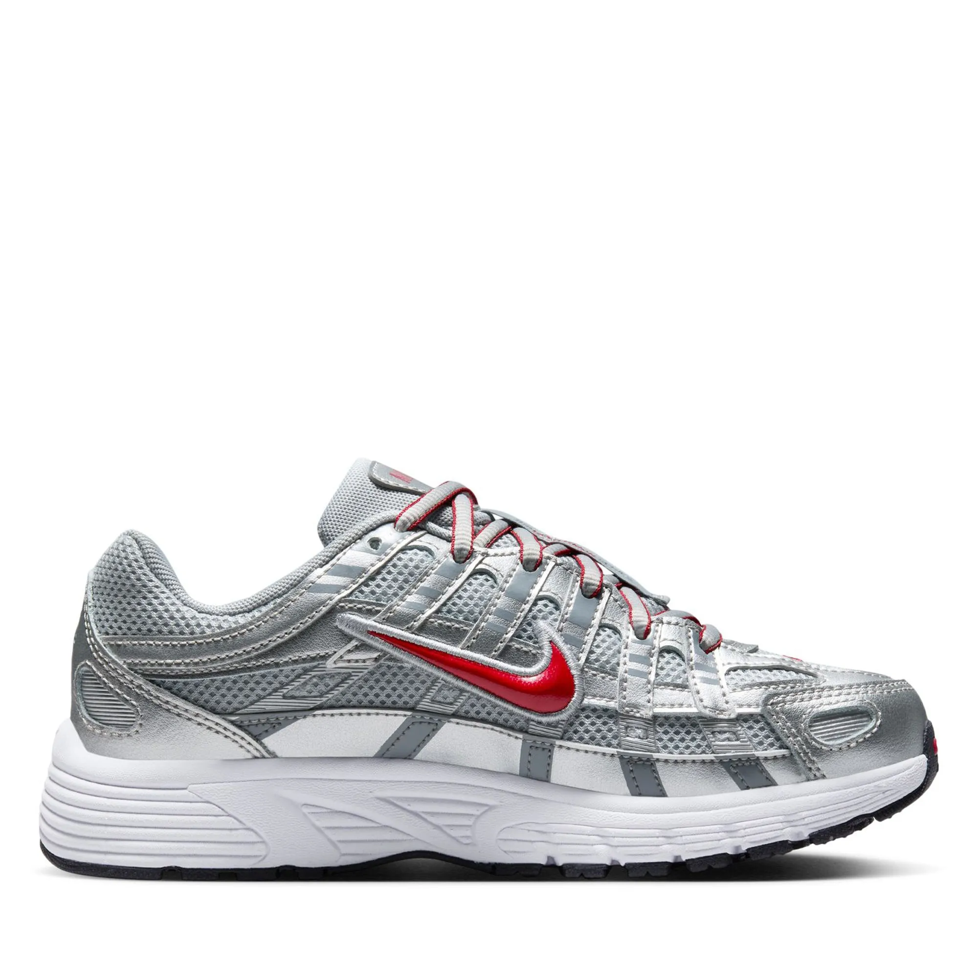 Nike P-6000 (GS) - Metallic Silver/Gym Red Bold Outsole Geometry Aerodynamic Form
