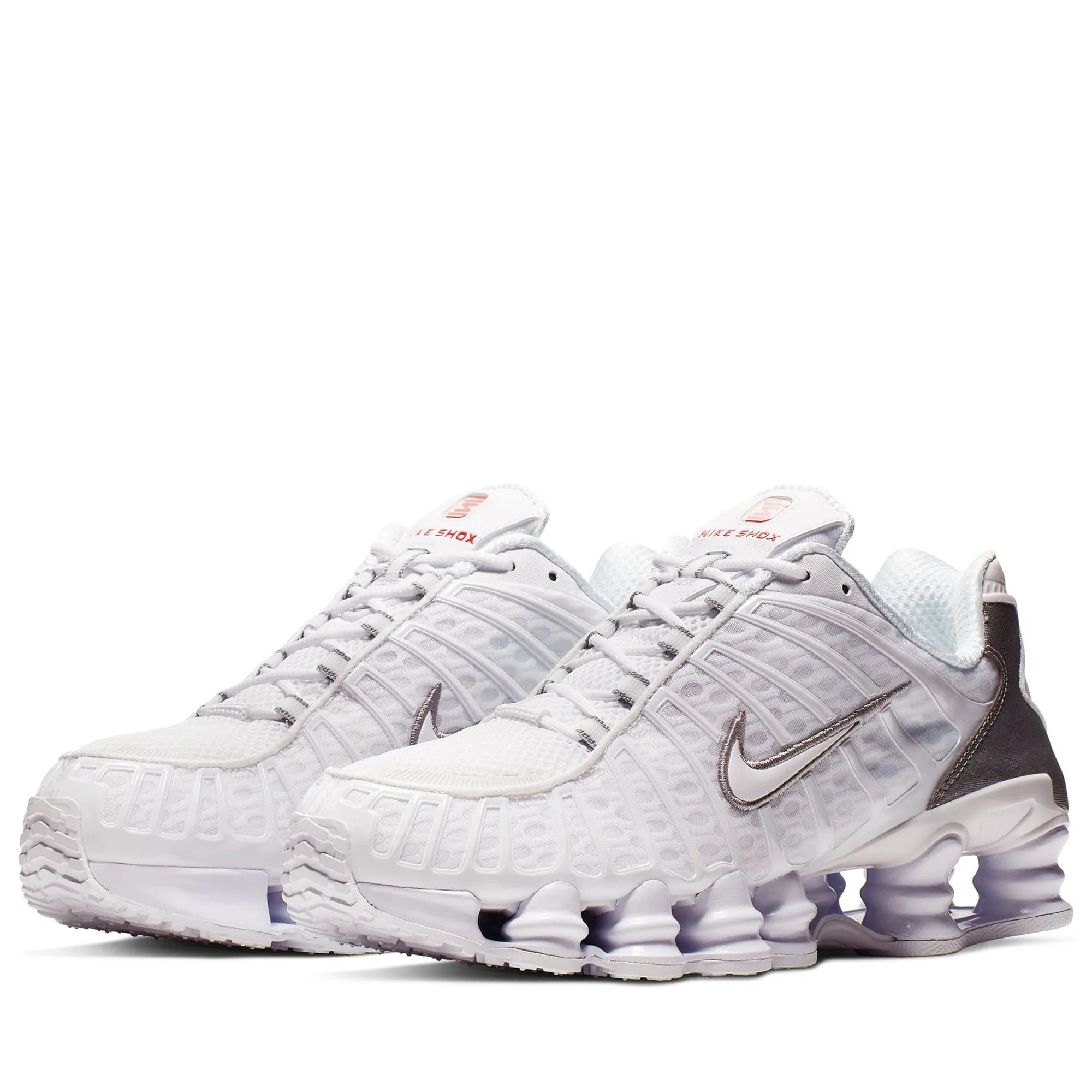 Nike Shox TL - White/Metallic Silver Airflow Ventilation Channels Knit Upper