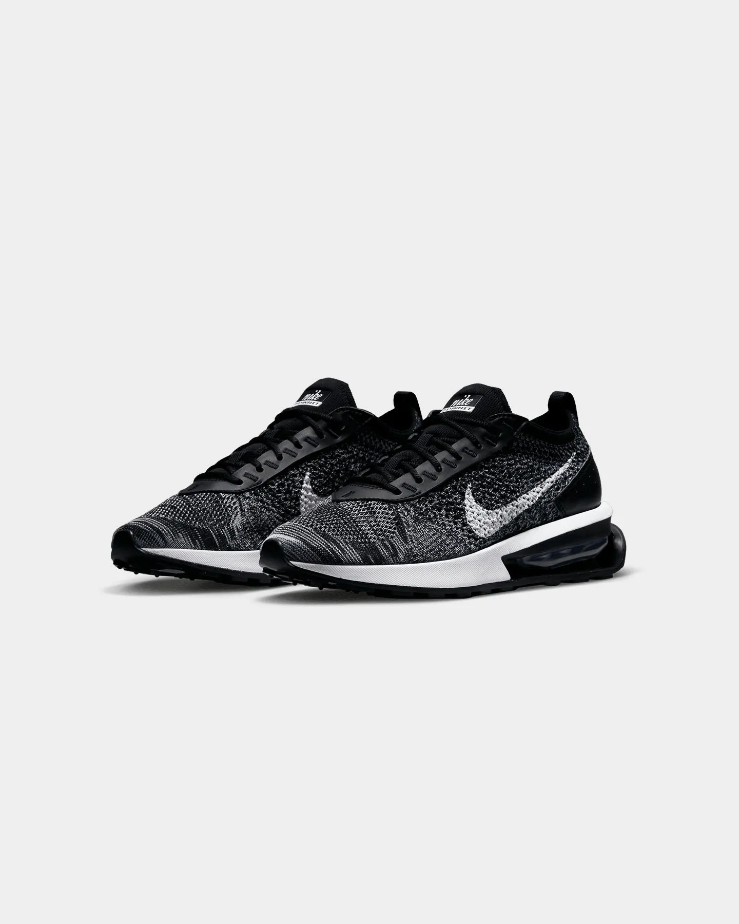 Nike Women's Air Max FlyKnit Racer Shoes Black/White Maximum Support strap - on style