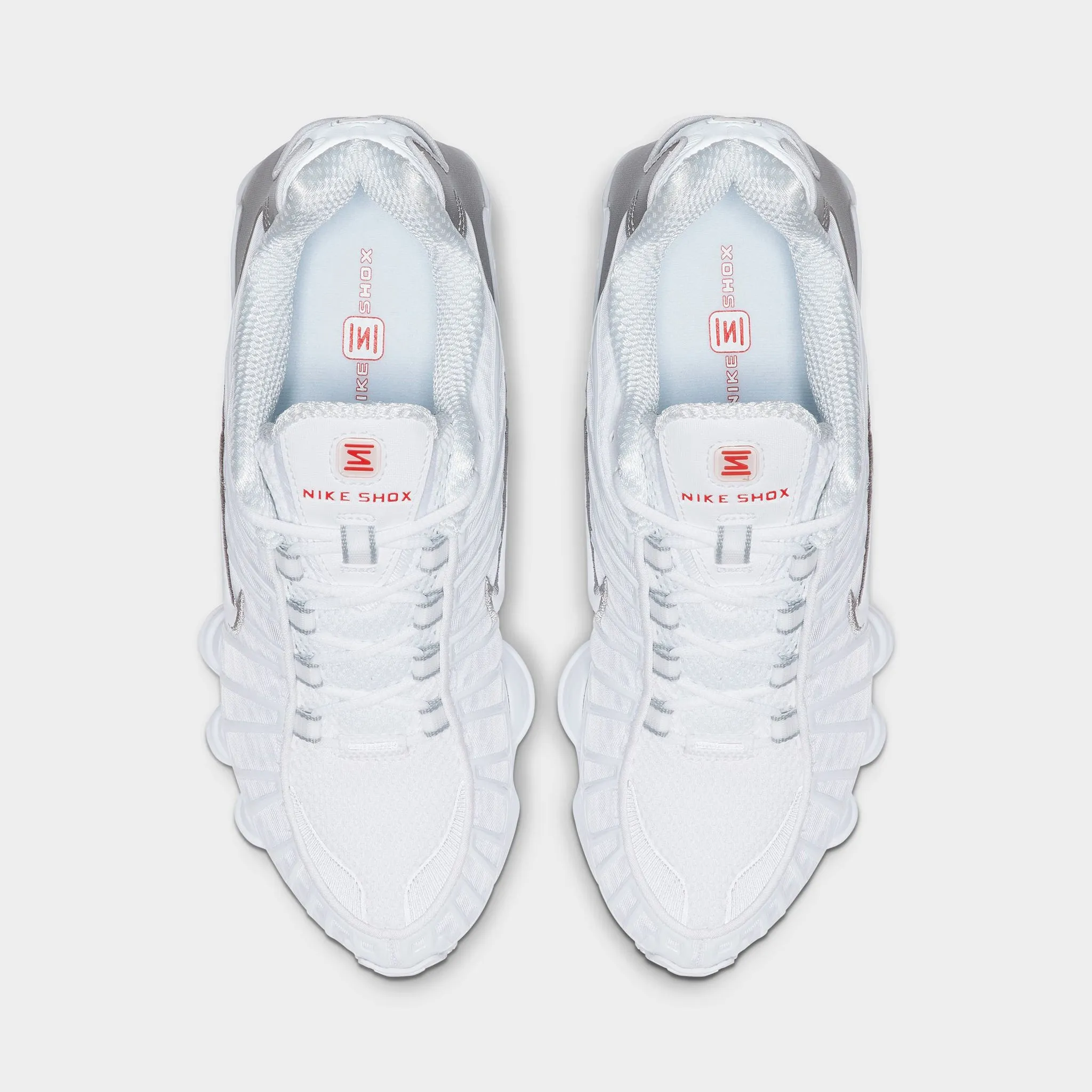 Nike Women's Shox TL White / White - Metallic Silver Balance Fit Comfort collar