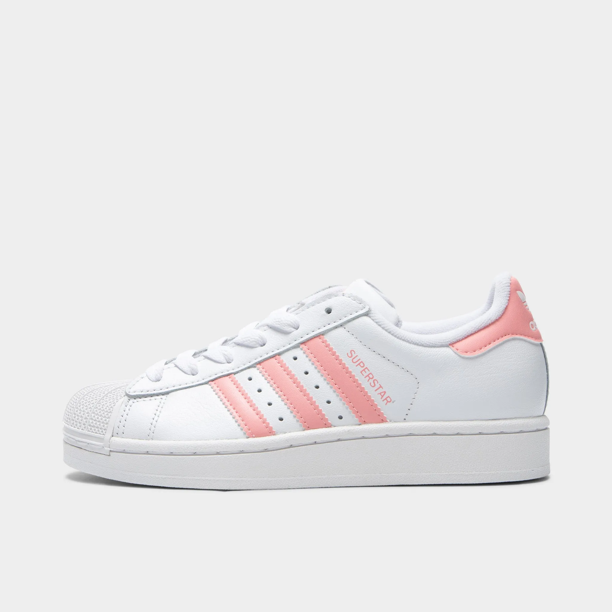 adidas Junior's Superstar 2 White / Semi Pink Spark Reel Fit Sport Life