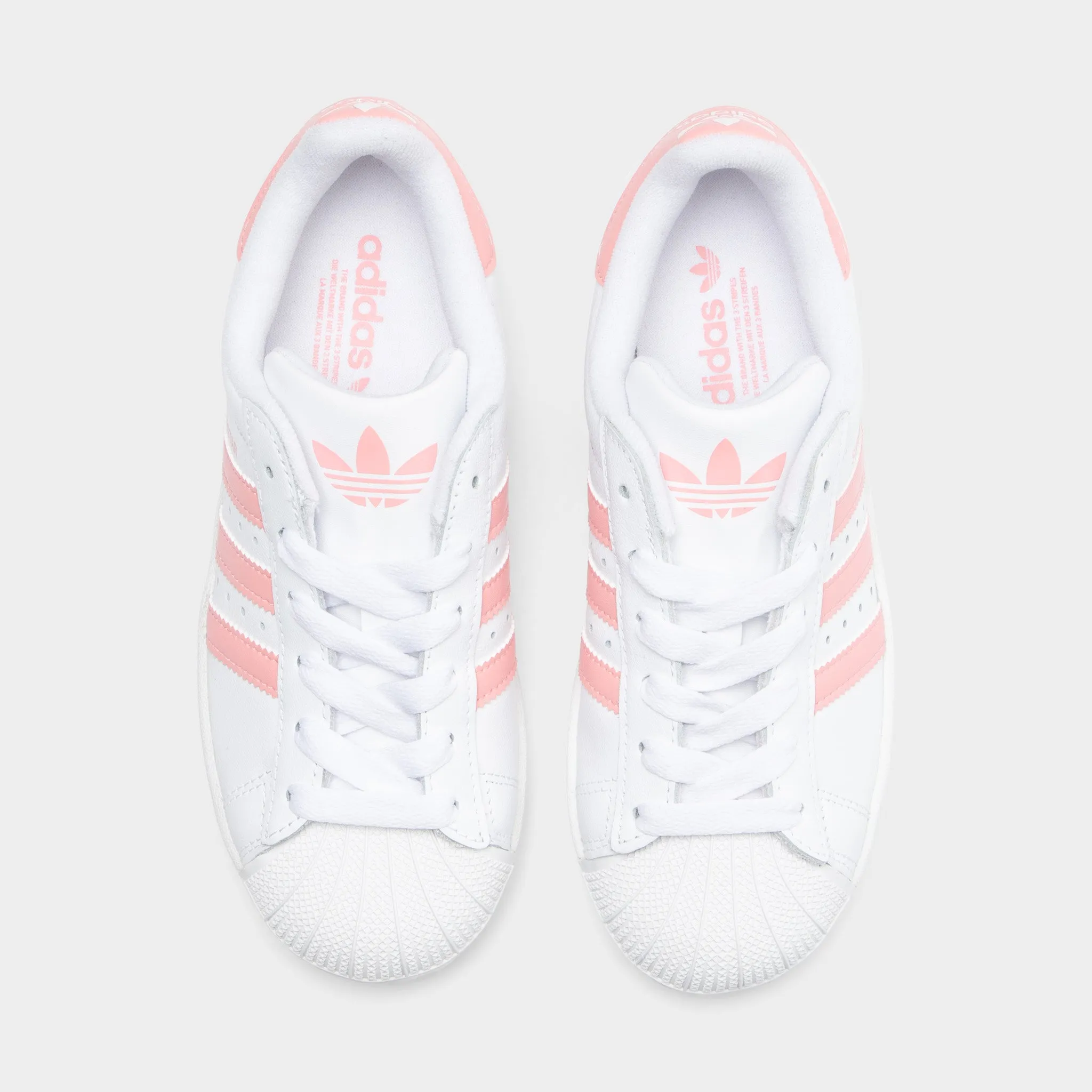 Comfort Outsole adidas Junior's Superstar 2 White / Semi Pink Spark
