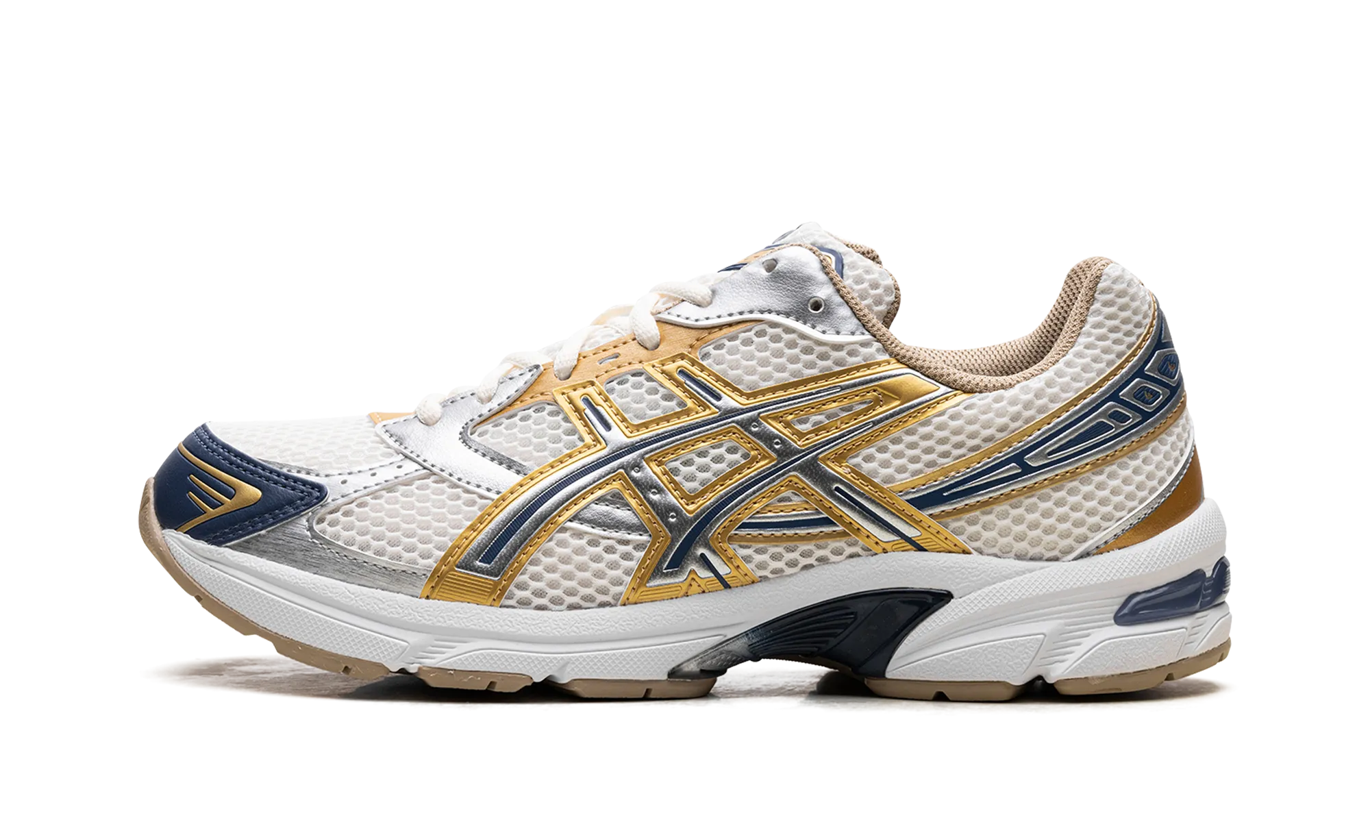 Gel-1130 "Cream Pure Silver Gold Blue" Anti Odor slip - on running shoes