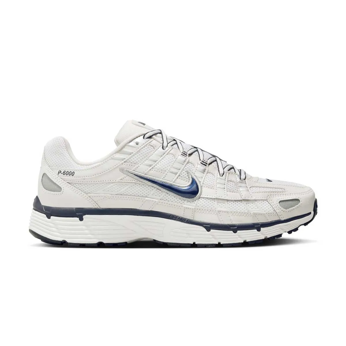 P-6000 'White Dark Blue' Elastic laces