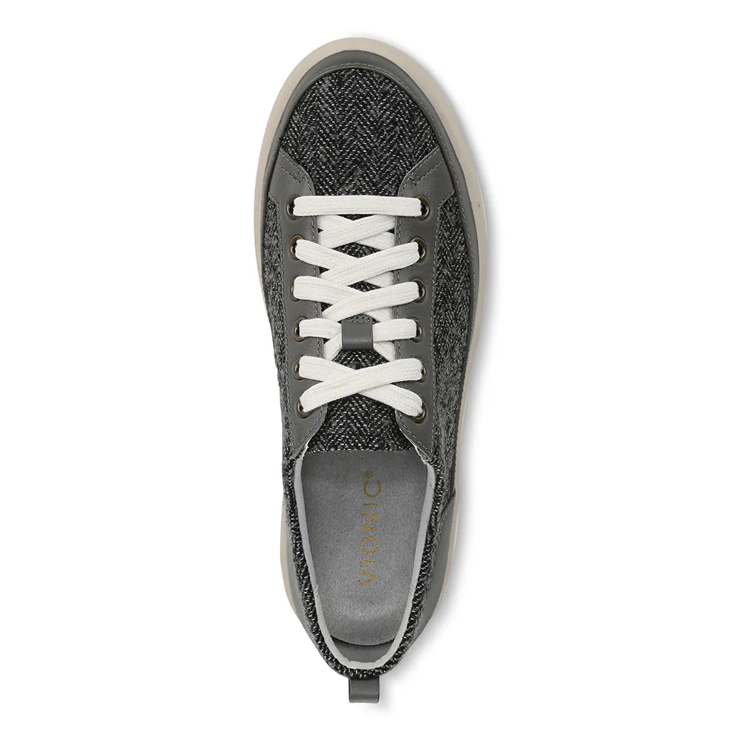 Subtle Texture Soft White Womens Vionic Winny Lace Up Sneaker in Slate Grey Multi