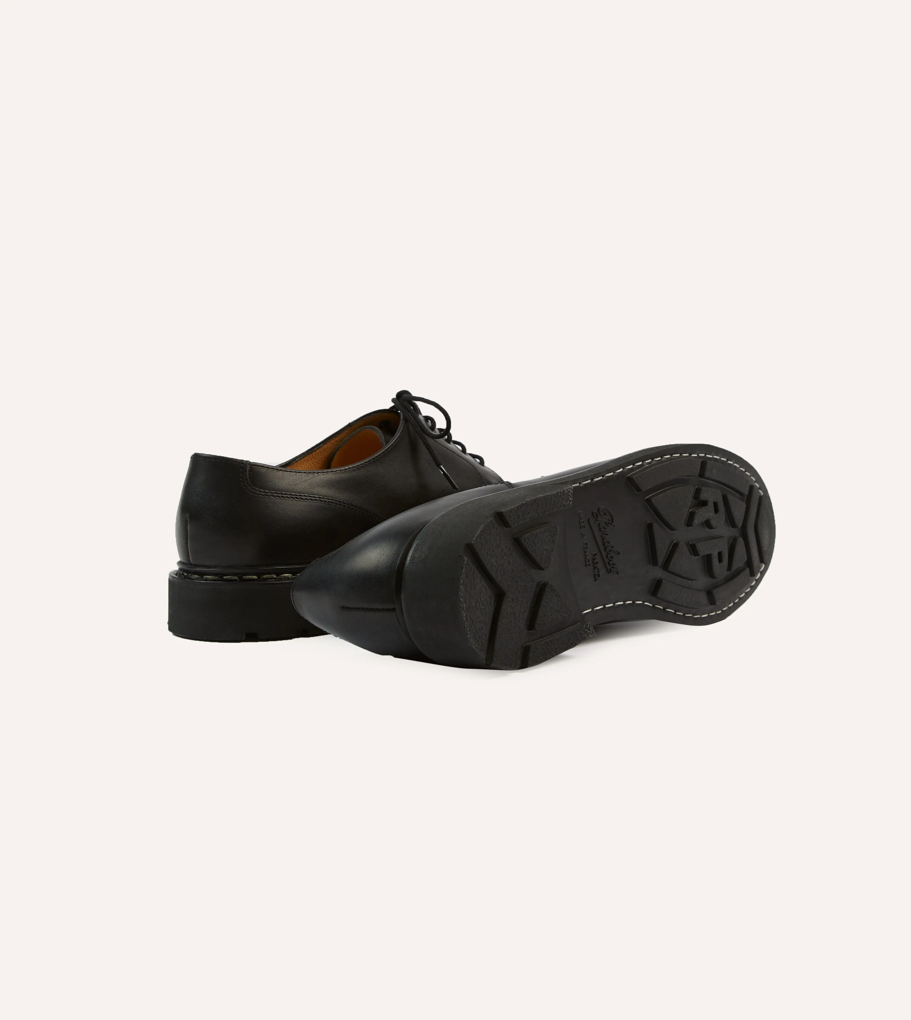 Paraboot Chambord Black Leather Derby Shoe Polish Free