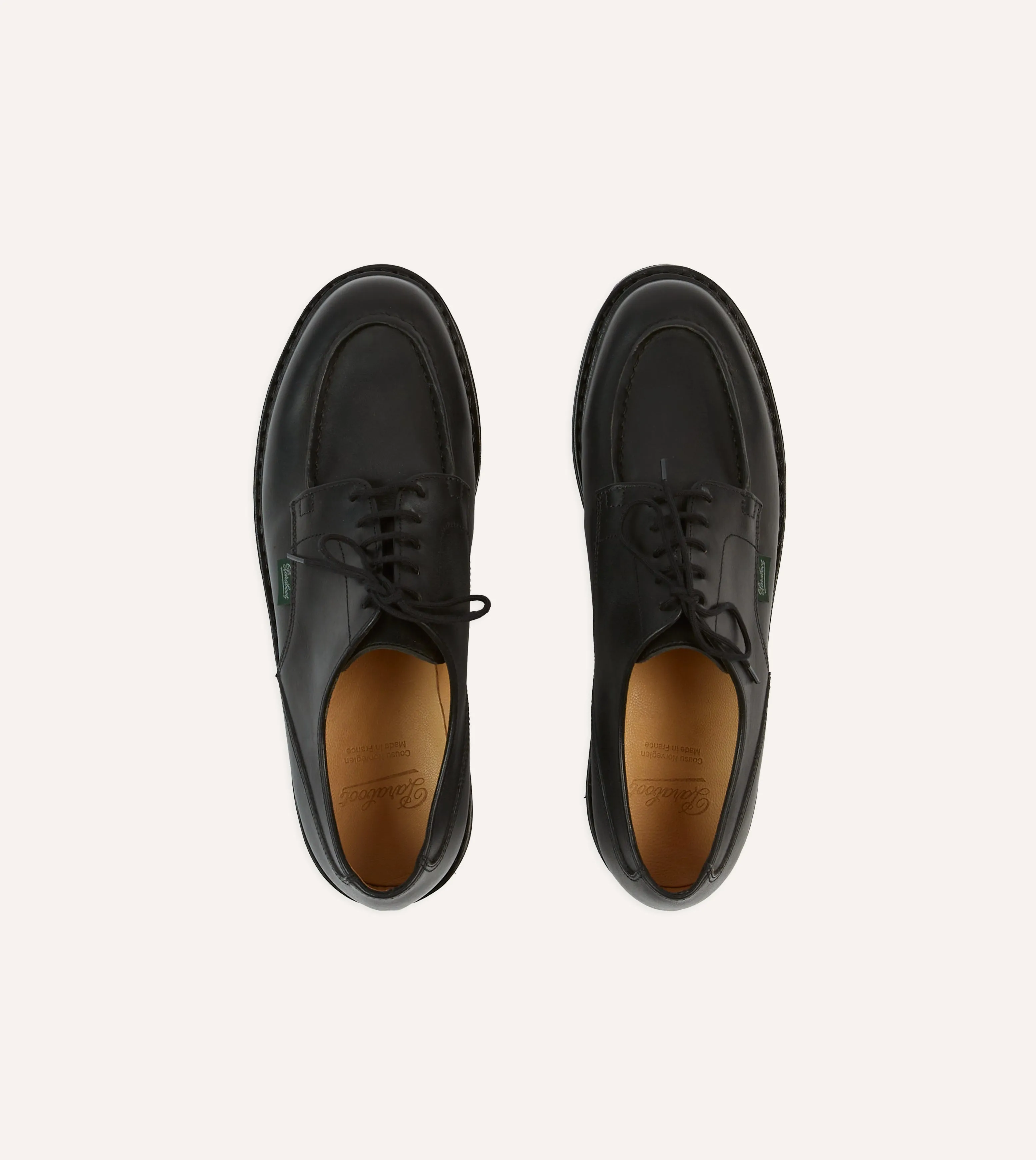 Paraboot Chambord Black Leather Derby Shoe Opulent Shade velvet feel