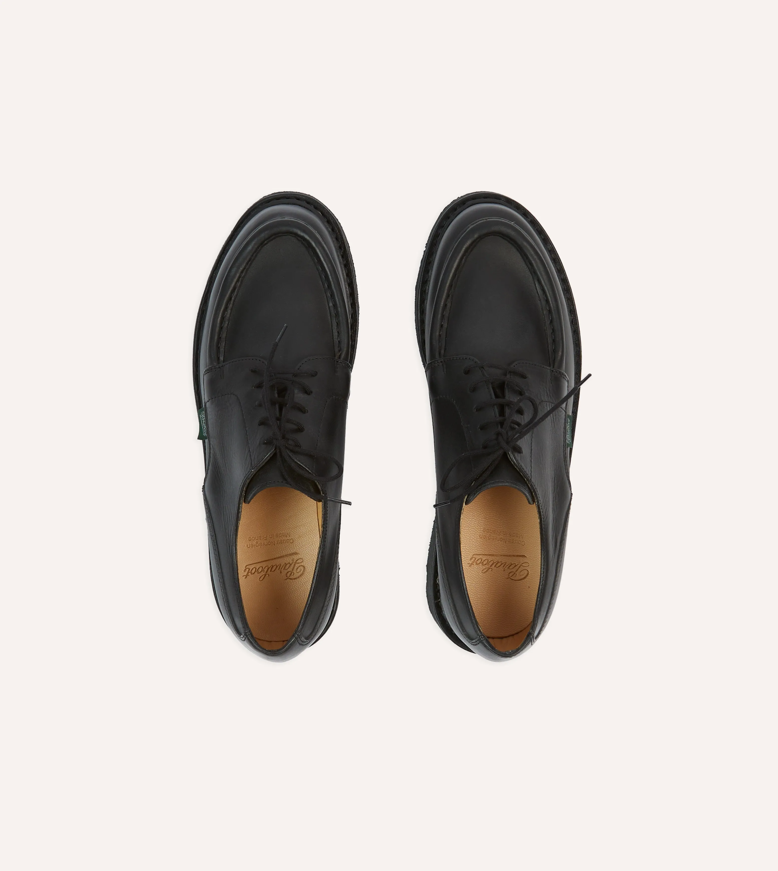 Chisel Tip Royal Ceremony Paraboot Villandry Noir Calf Leather Derby Shoe