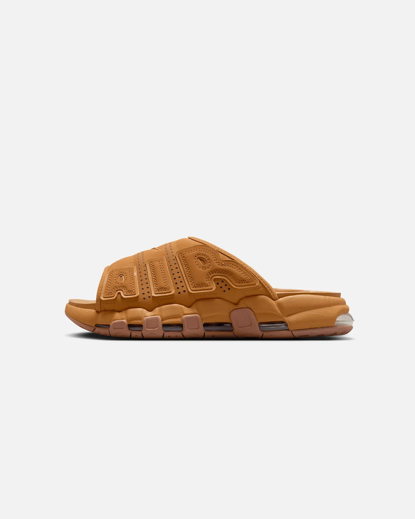 Couple Pair Queen Touch Nike Air More Uptempo Slides Flax