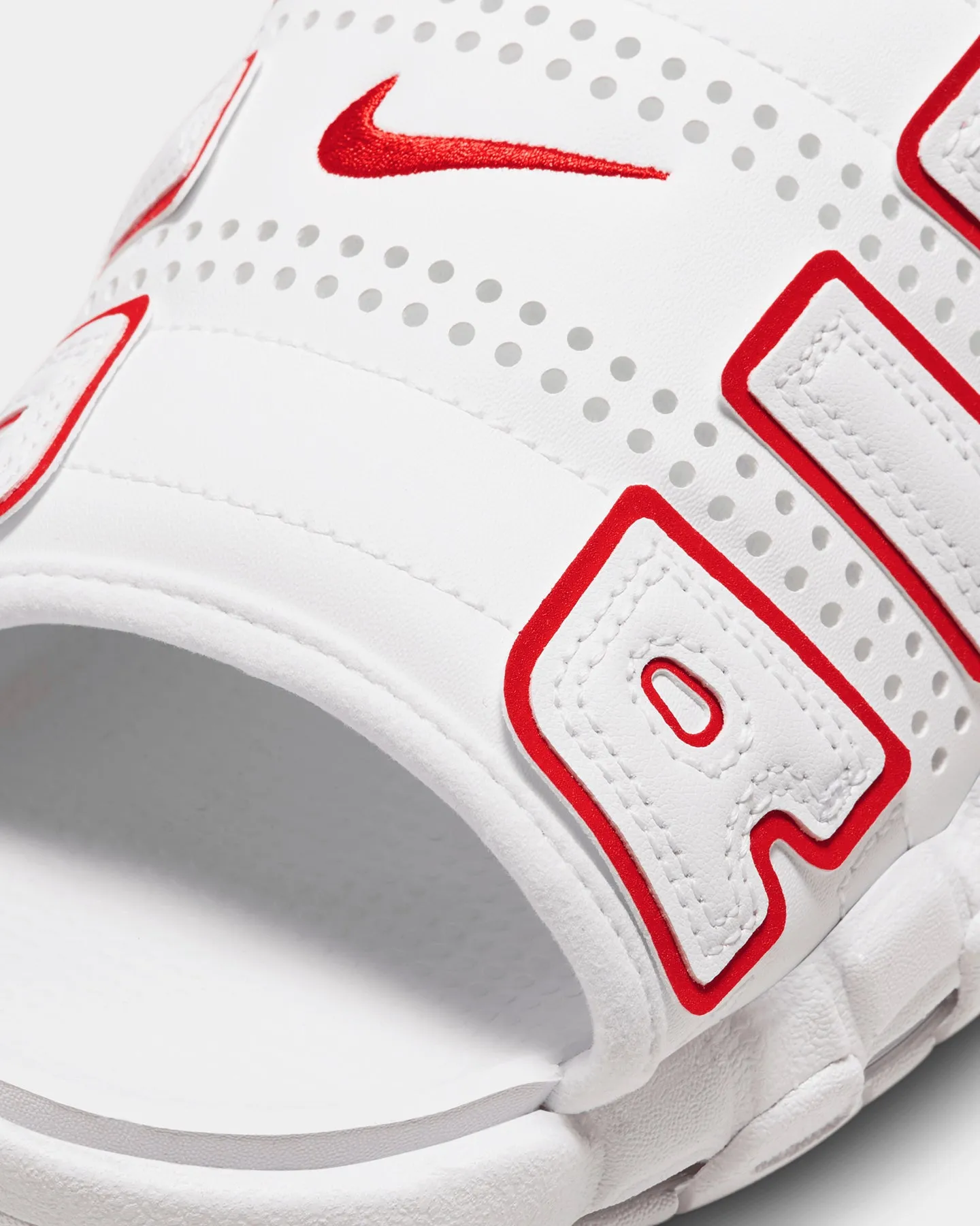 Timeless Fit Grab Now Nike Air More Uptempo Slides White/University Red