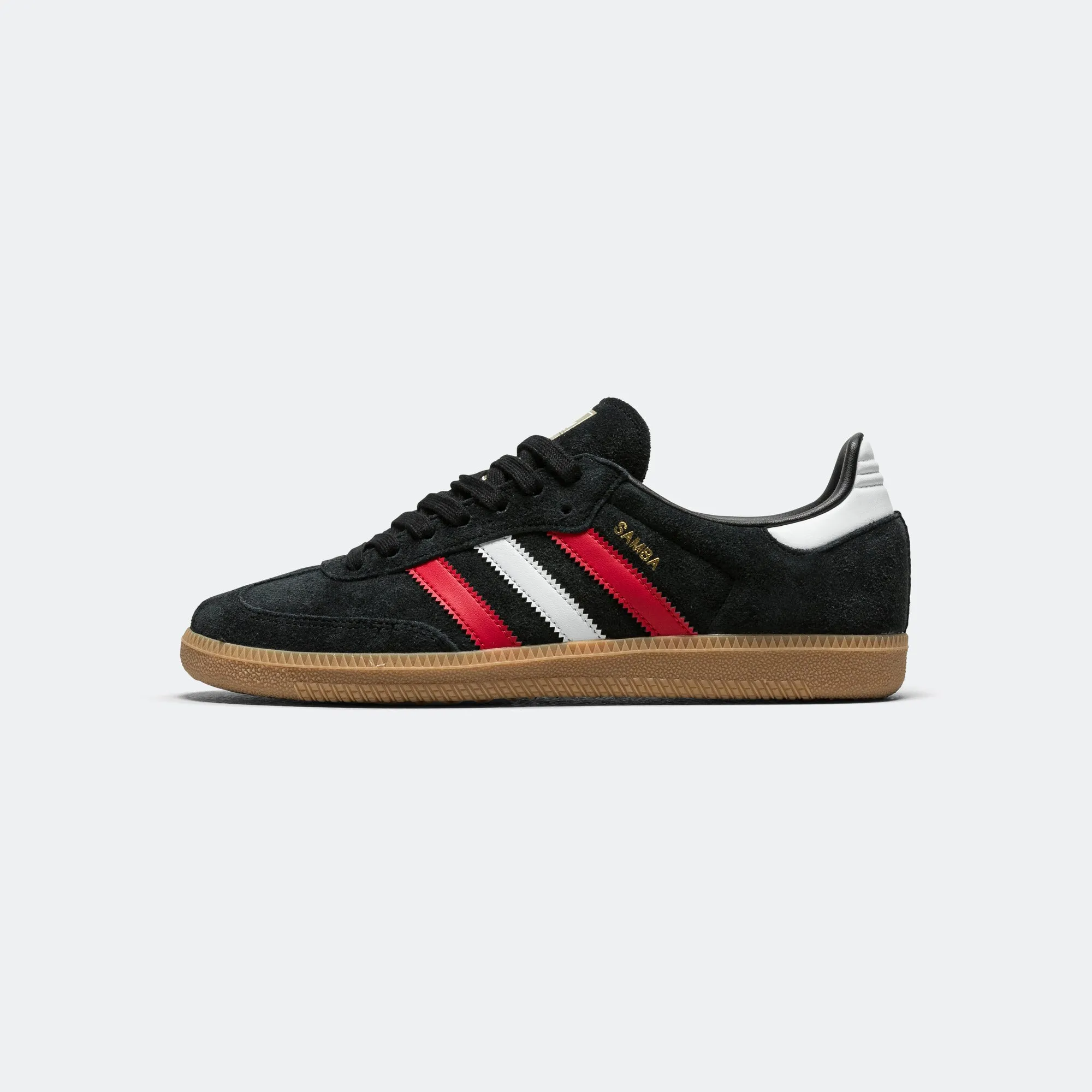 Samba OG - Core Black/Better Scarlet-Gum Microfiber Layers Versatile Sole