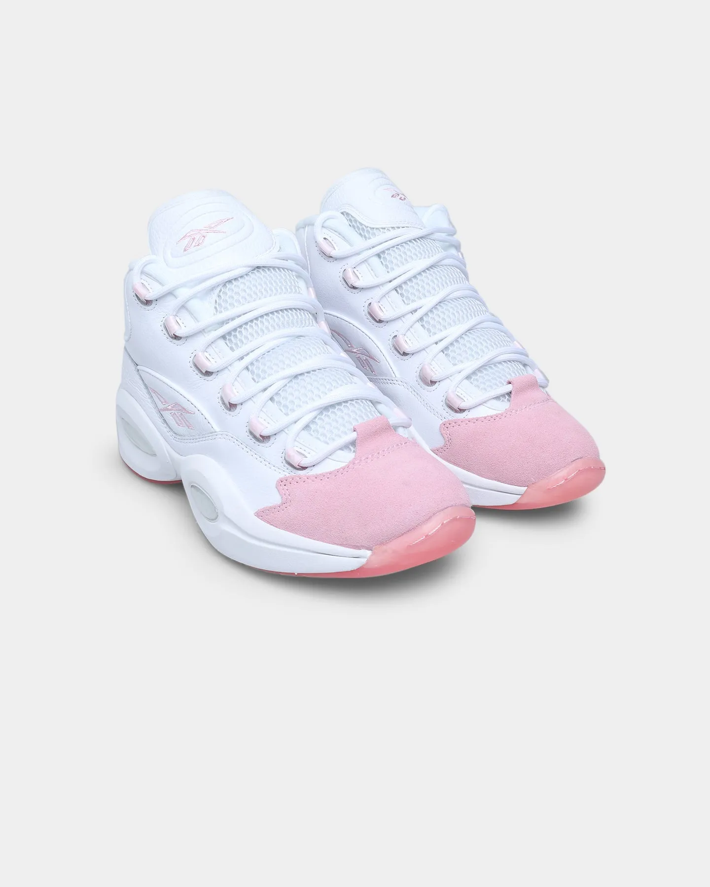 Kids Play Reinforced toe Reebok Question Mid White/Pink Glow/Porcelain Pink