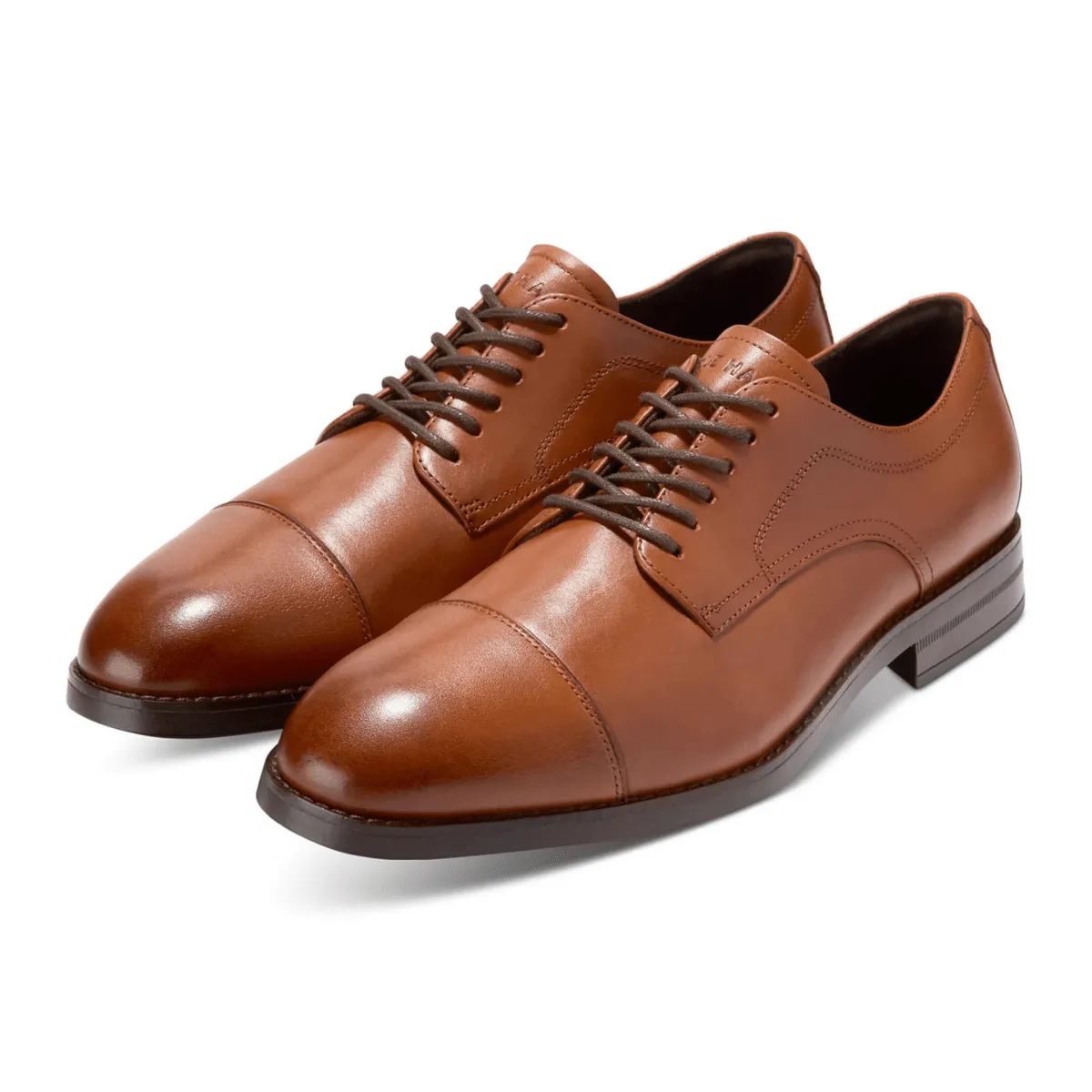 Cole Haan Men's Harmon Grand Cap Toe Oxford British Tan/Dark Brown Leather Easy Maintenance Water shield