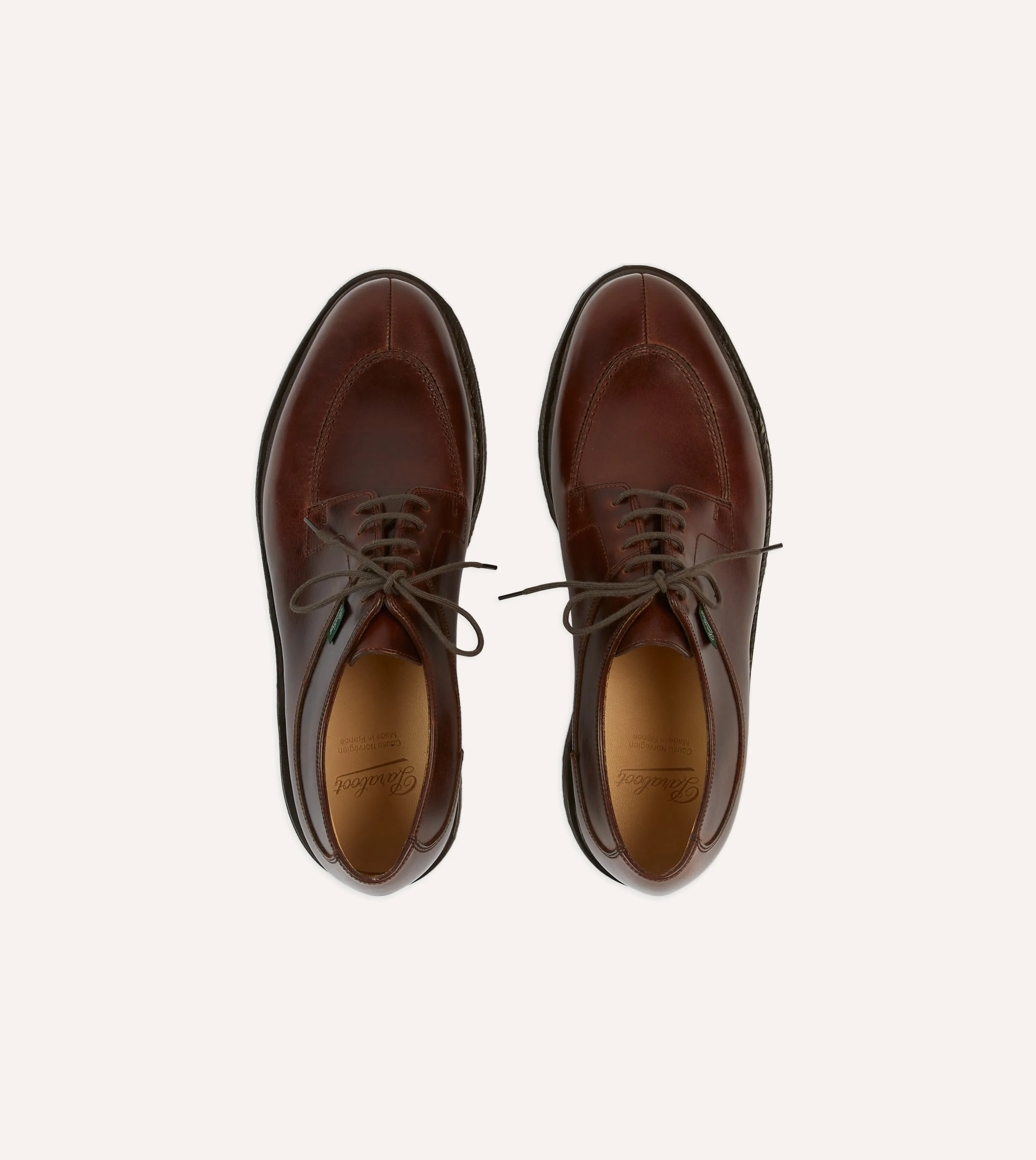 Paraboot Avignon Brown Leather Derby Shoe Streamlined Shape