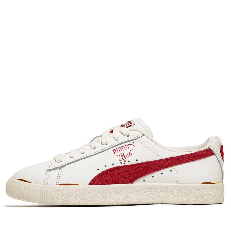 Puma Clyde Neverworn III - Warm White/Chalk Red High Traction Outsole Suede