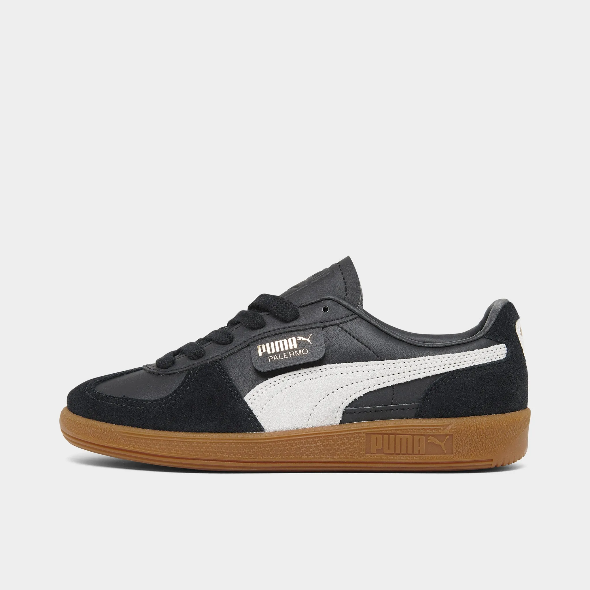 Slim Design Walking Sole PUMA Women's Palermo Leather Black / Feather Gray - Gum