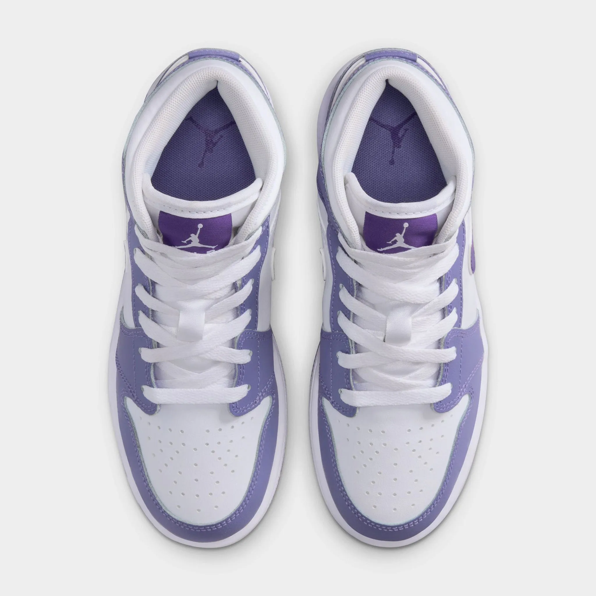 Leisure Day Square Toe Design Jordan 1 Mid GS Dusty Amethyst / Court Purple - White