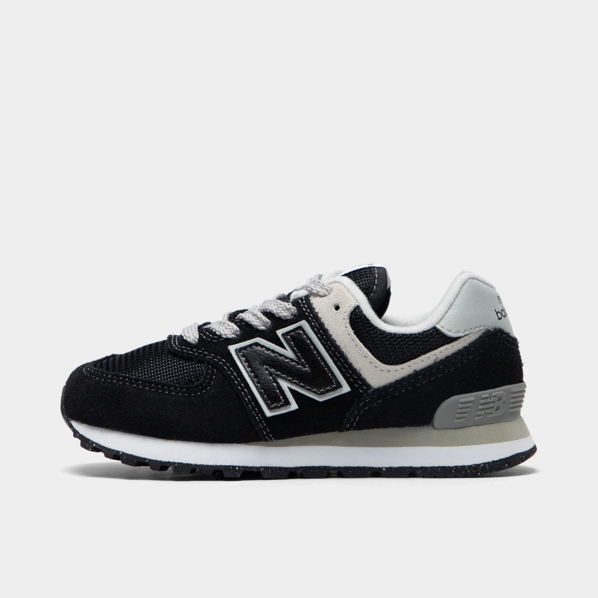 New Balance Children's 574 Black / White High Step