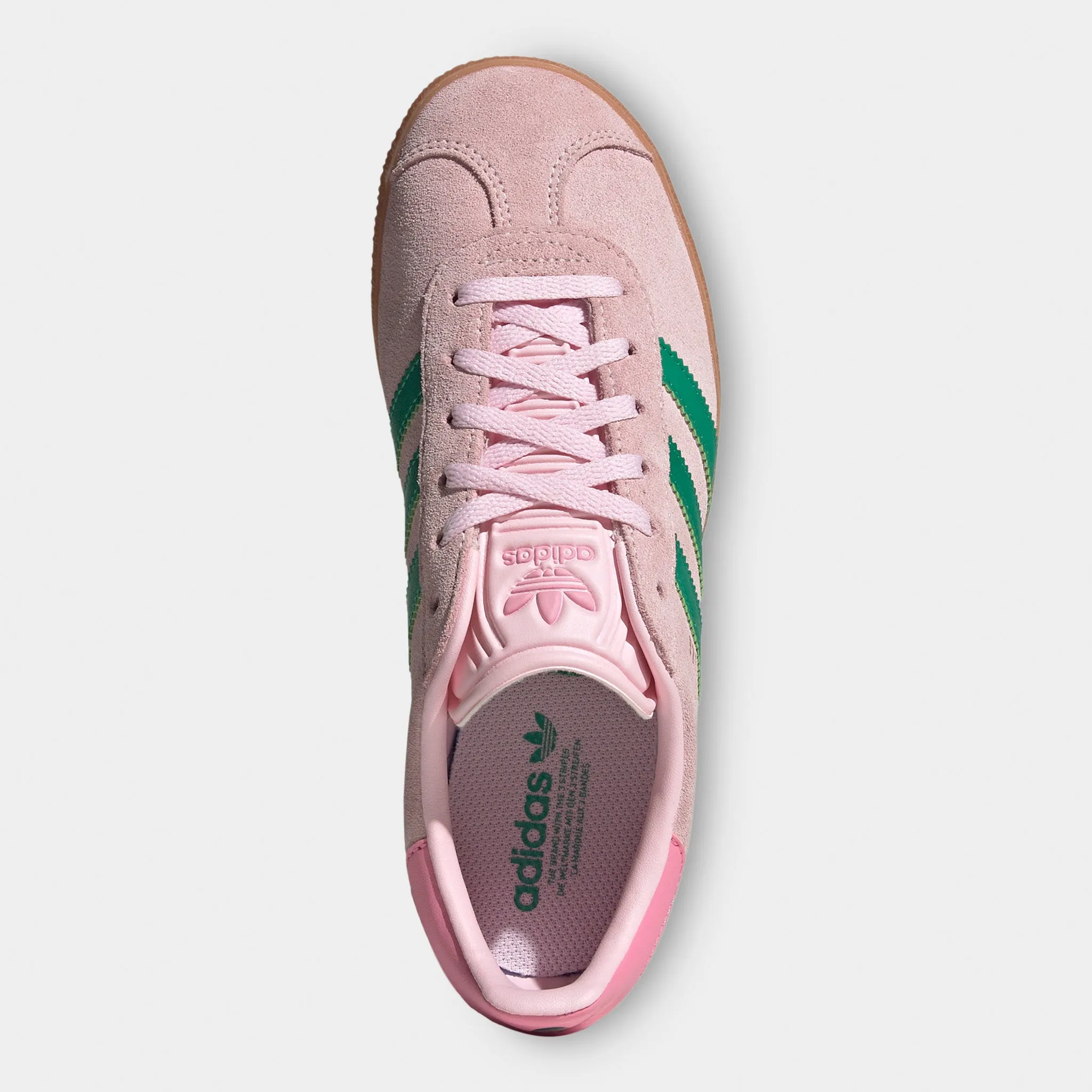 French Soft adidas Juniors' Gazelle Clear Pink / Court Green - Bliss Pin
