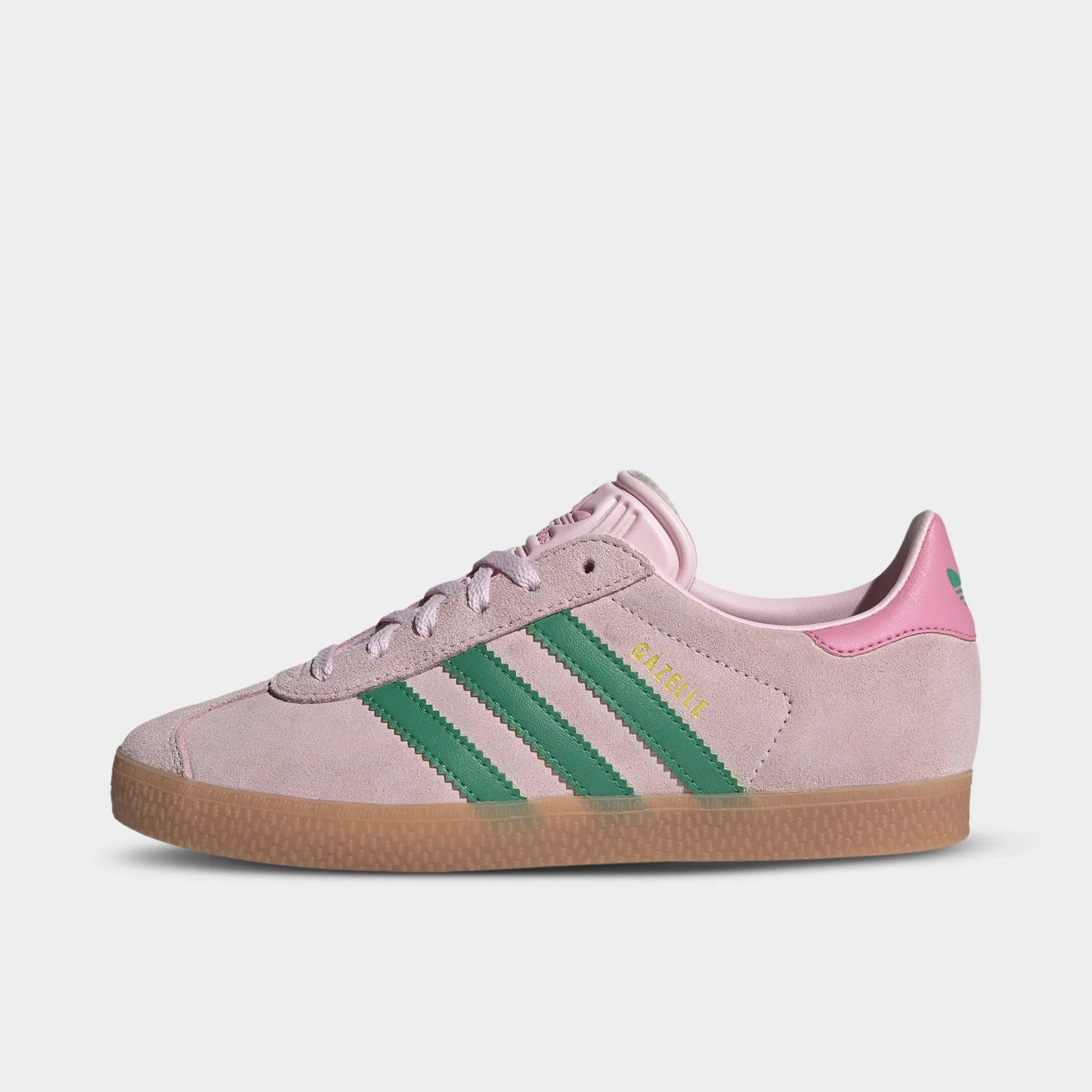 mesh construction adidas Juniors' Gazelle Clear Pink / Court Green - Bliss Pin