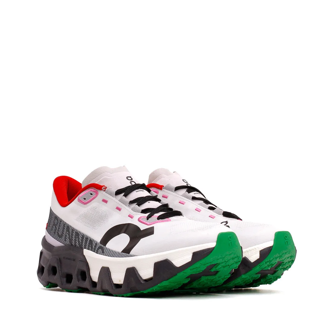 ON Men Cloudmonster Hyper Silver Iron 3ME10132034 running on a dirt path