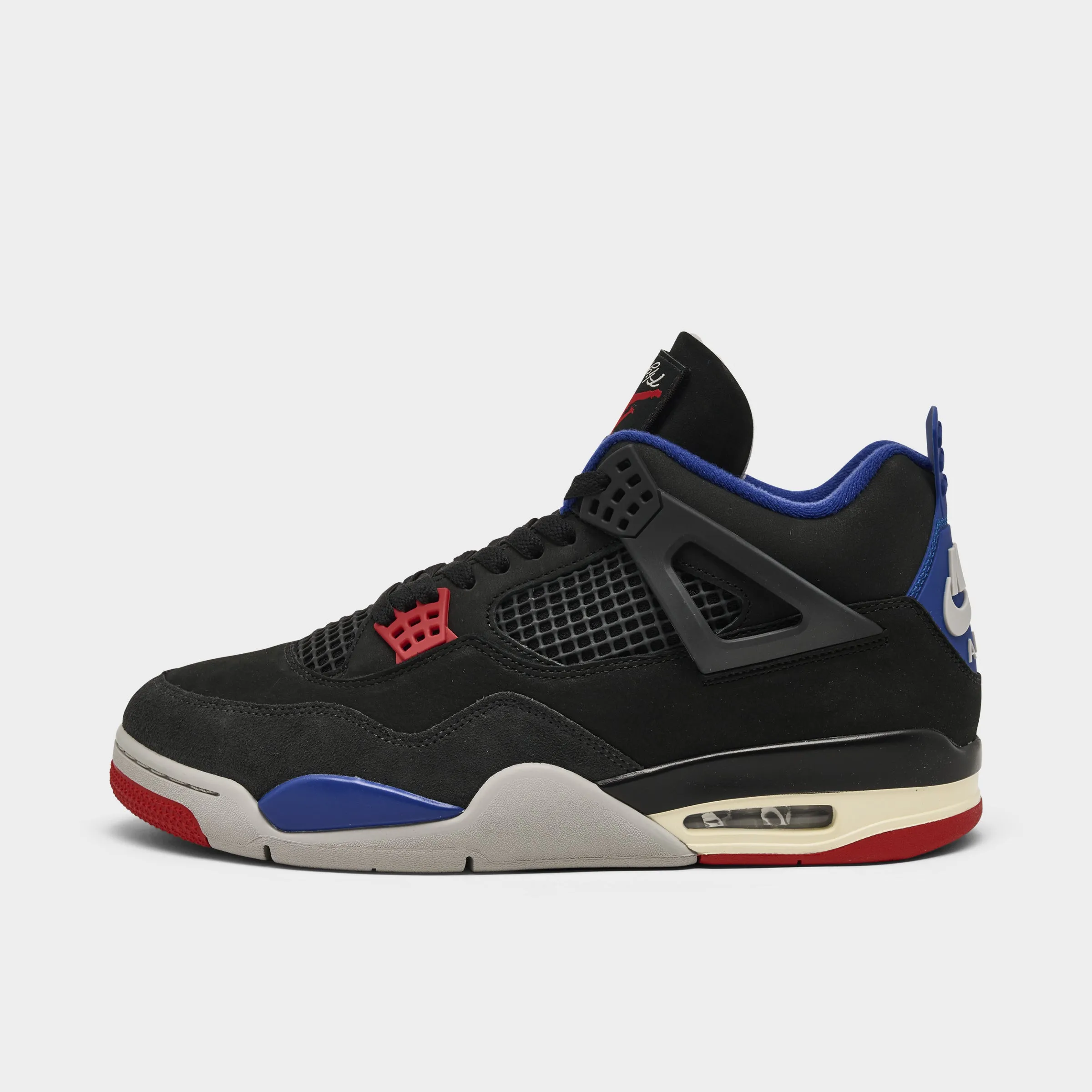 Breathable Material Jordan 4 Retro Black / Fire Red - Deep Royal Blue