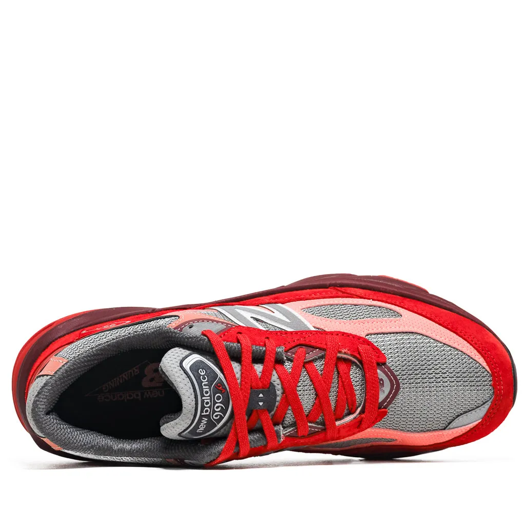 Comfort Ankle Support Metallic Trim New Balance Made In USA 990v6 - Molten Lava/Monarch Burgundy