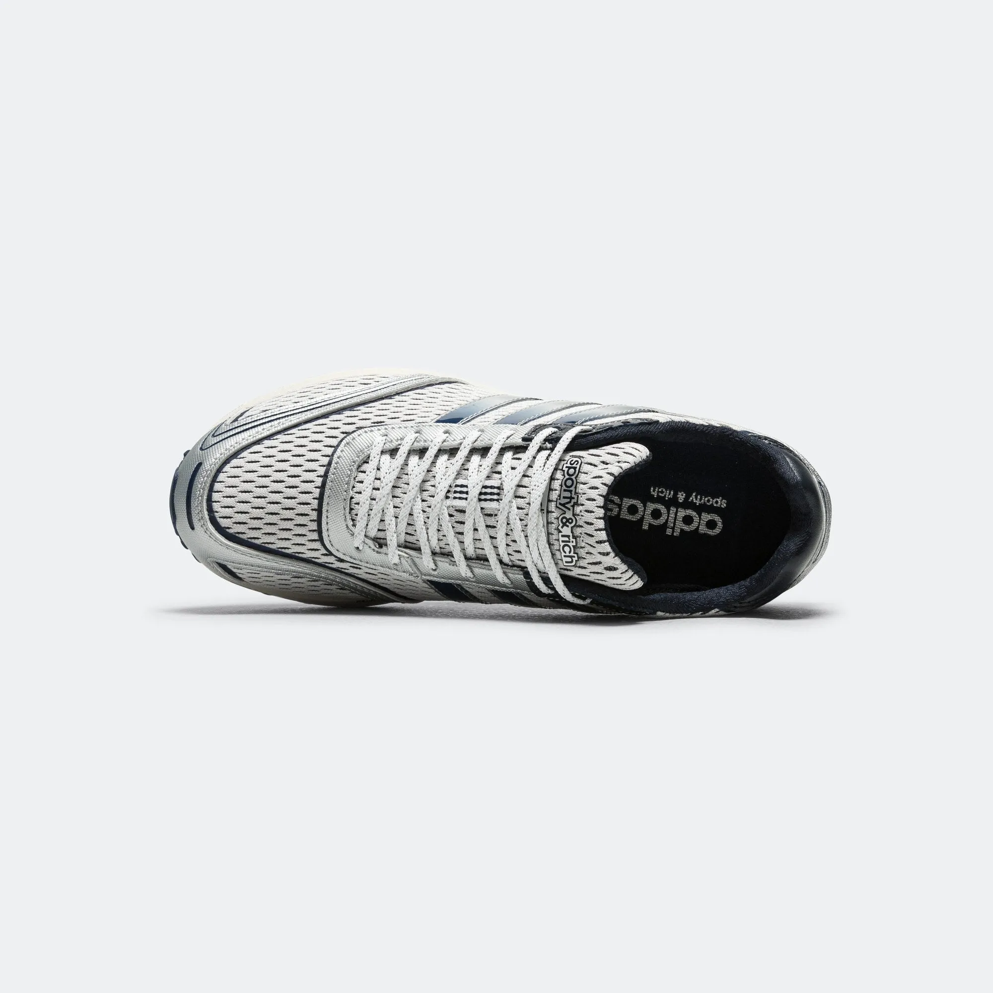 Grounded Footbed Style Runner Womens Adizero Adios x Sporty & Rich - Footwear White/Collegiate Navy-Cloud White