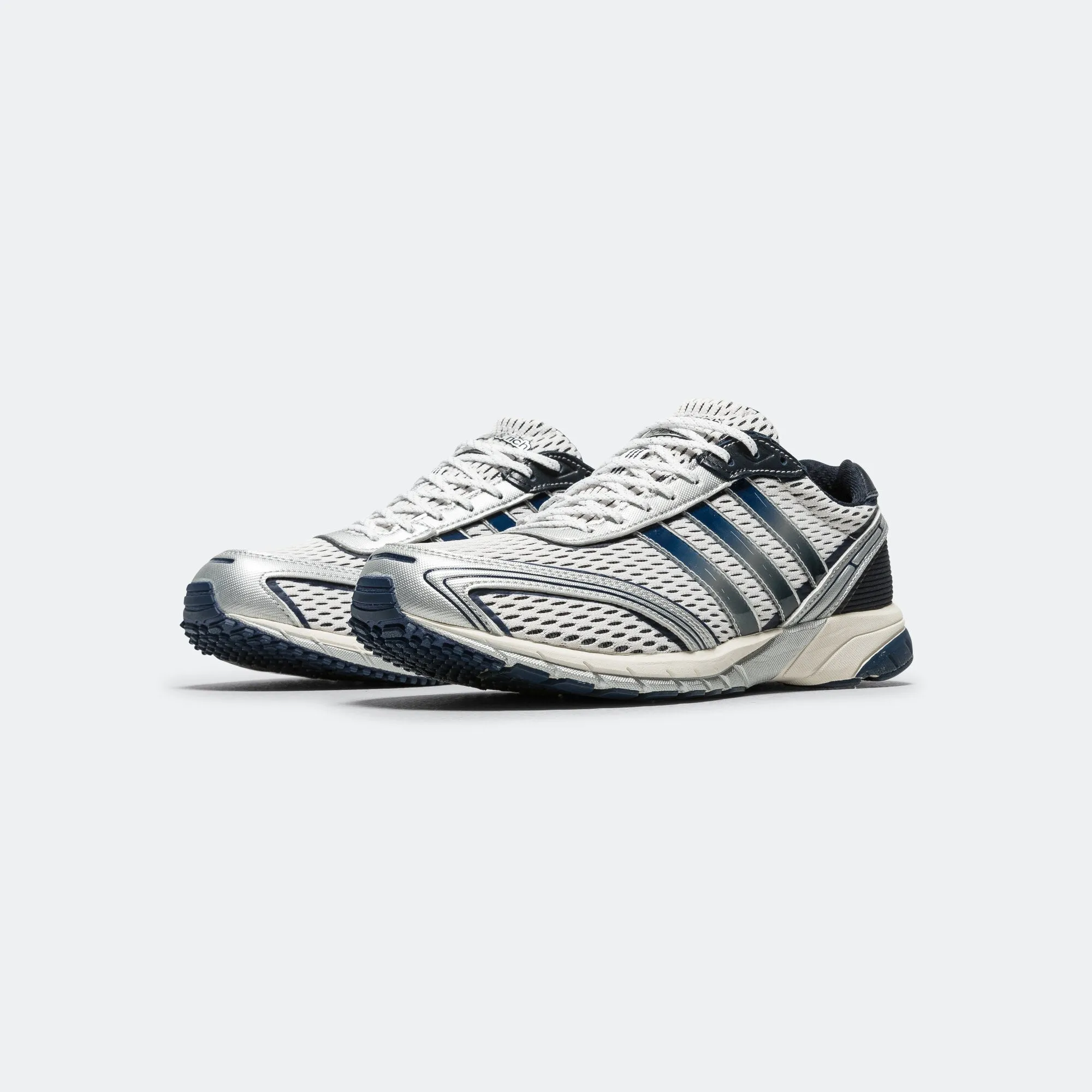 Womens Adizero Adios x Sporty & Rich - Footwear White/Collegiate Navy-Cloud White Breathable Ventilation Dual Material
