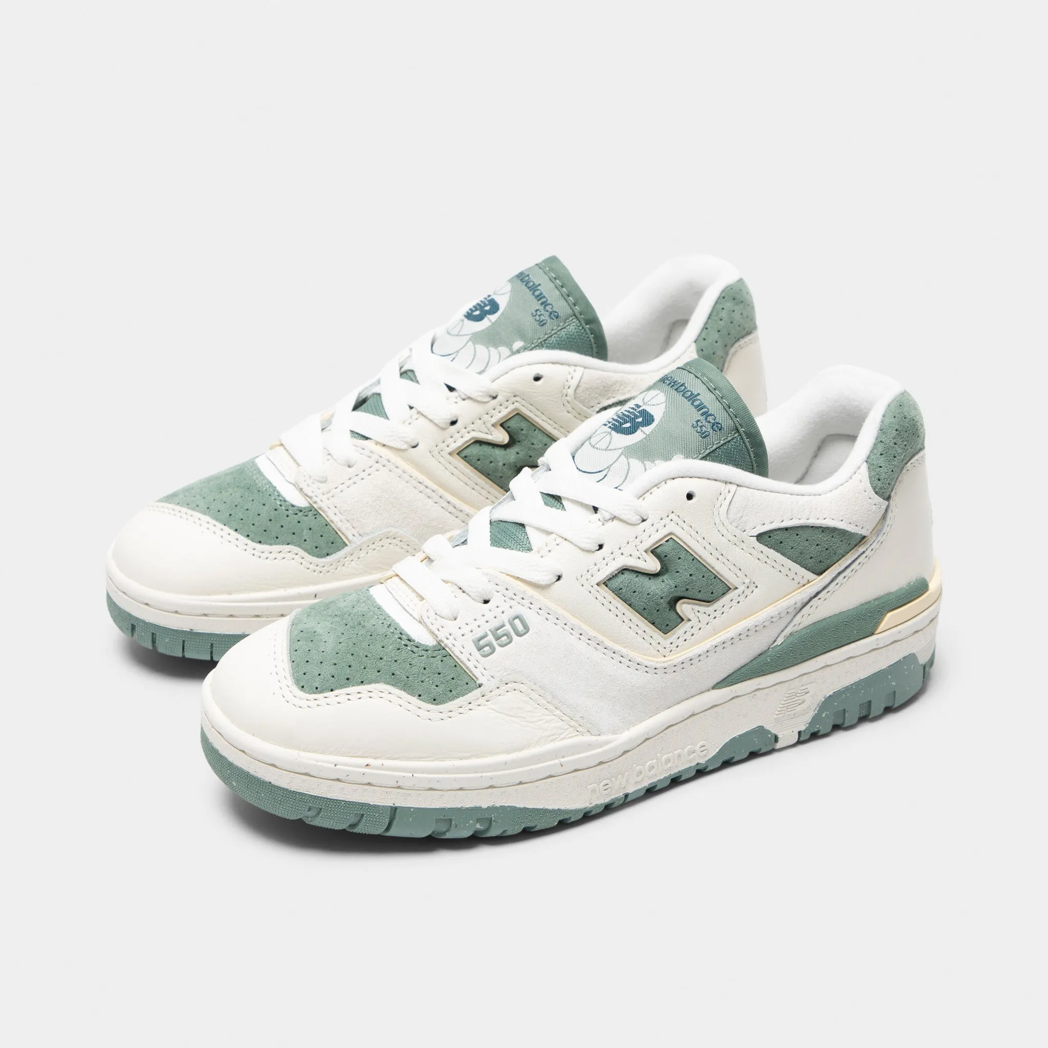 New Balance Women's 550 Sea Salt / Dark Juniper Cushioned Upper Steady Pace