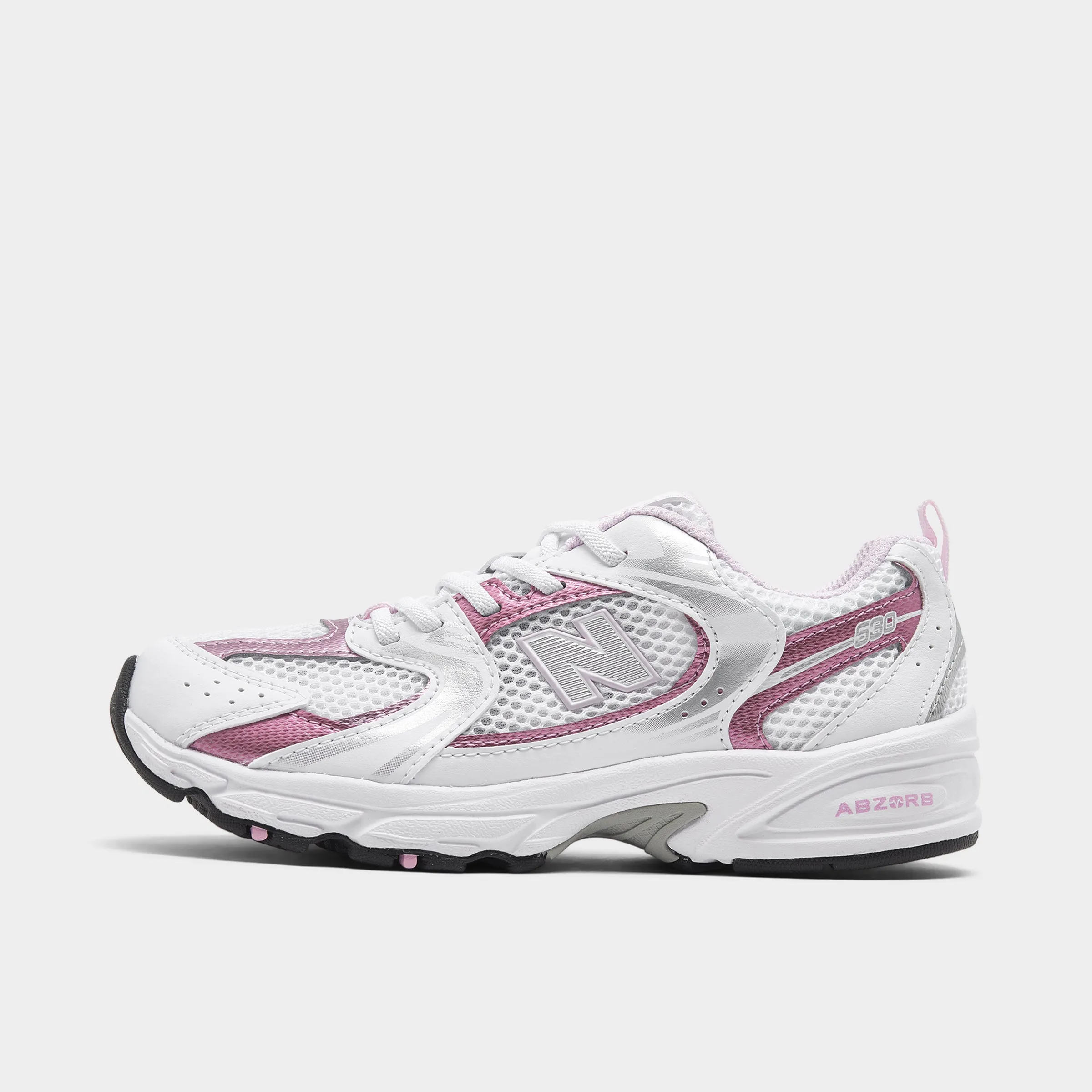 New Balance Children's 530 White / Pink Sugar Low Top velcro