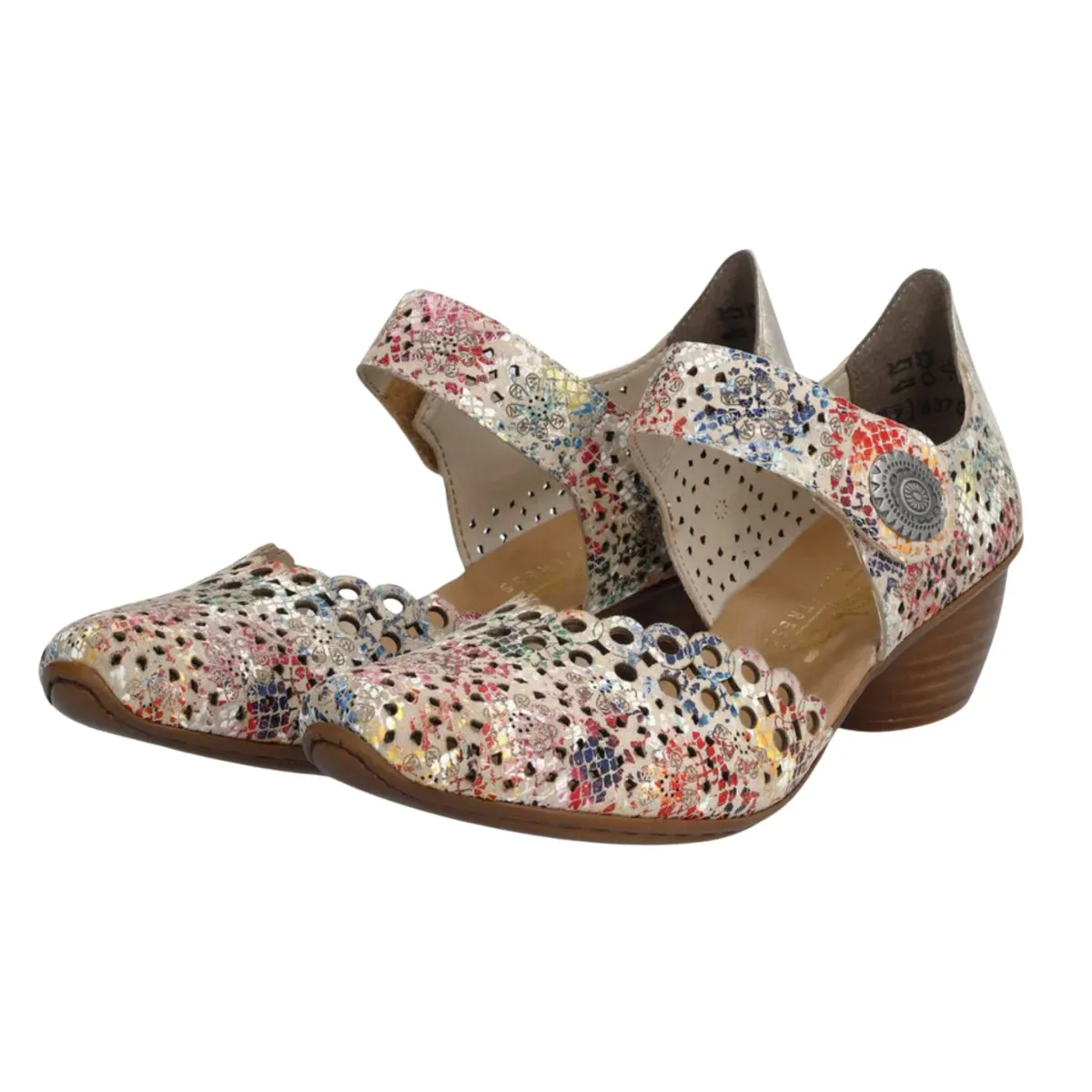 Shiny Finish Polo Event Rieker Women's 43753-91 Beige Multi Leather